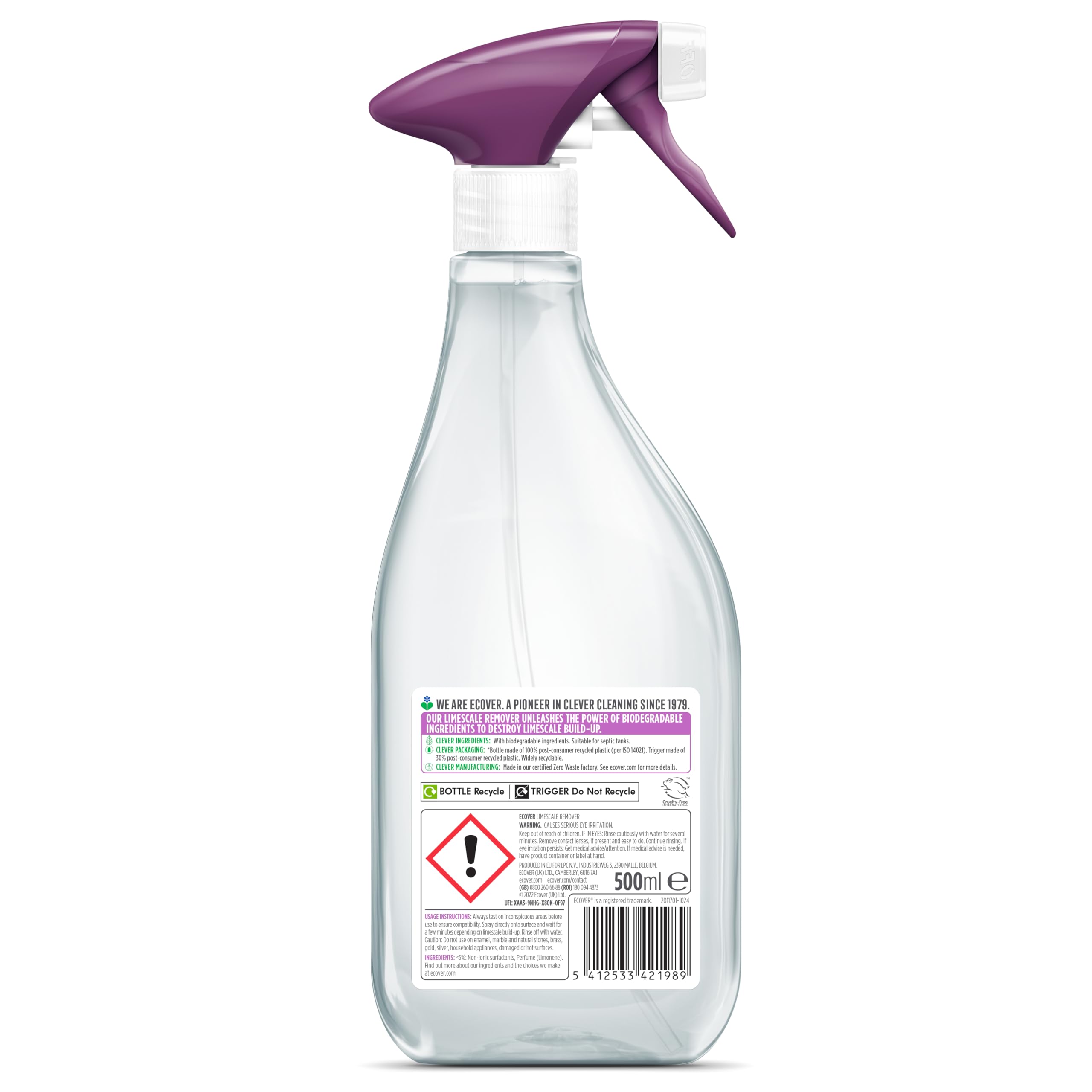 Ecover Limescale Remover - Biodegradable Formula, Berries Scent | 500ml Liquid