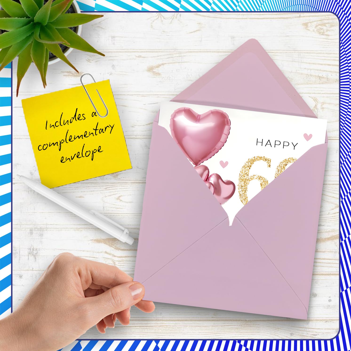 Stuff4 60th Birthday Card for Women - Pink Glitter Balloons | 145mm Square Greeting Card 5
