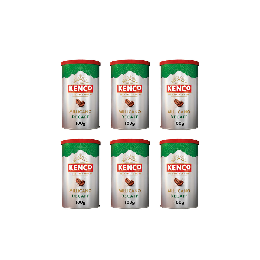 Kenco Millicano Decaf Instant Coffee 100g (Pack of 6 Tins, Total 600g)