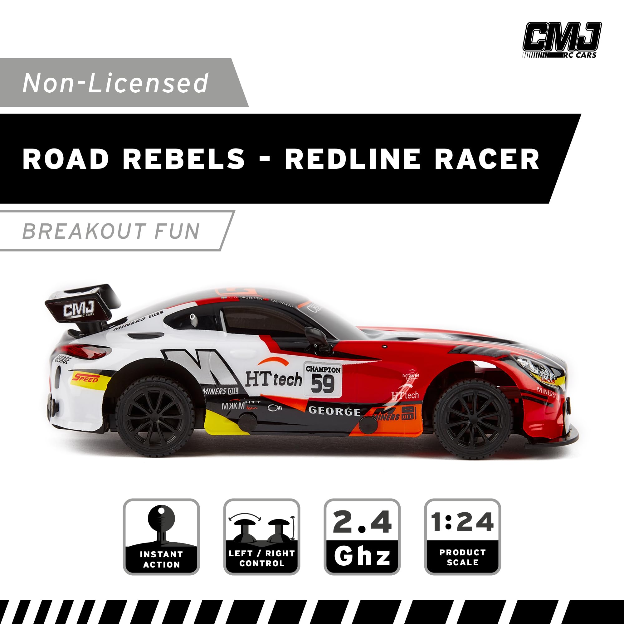 Road Rebel Redline Racer - 1:24 Scale RC Car with 2.4GHz Remote Control 8