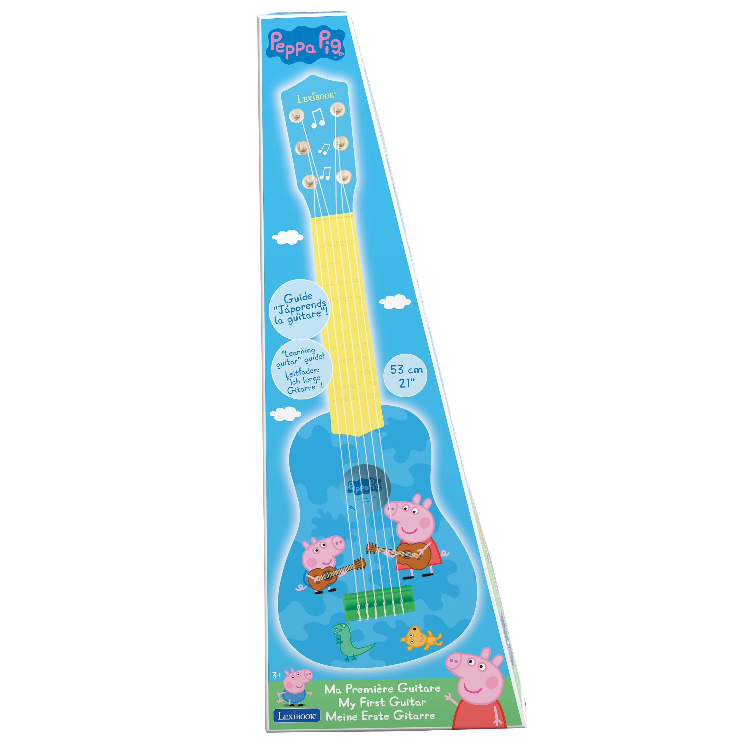 LEXIBOOK Peppa Pig My First Guitar for Children - 21 Inch, 6 Nylon Strings, Blue/Yellow 4
