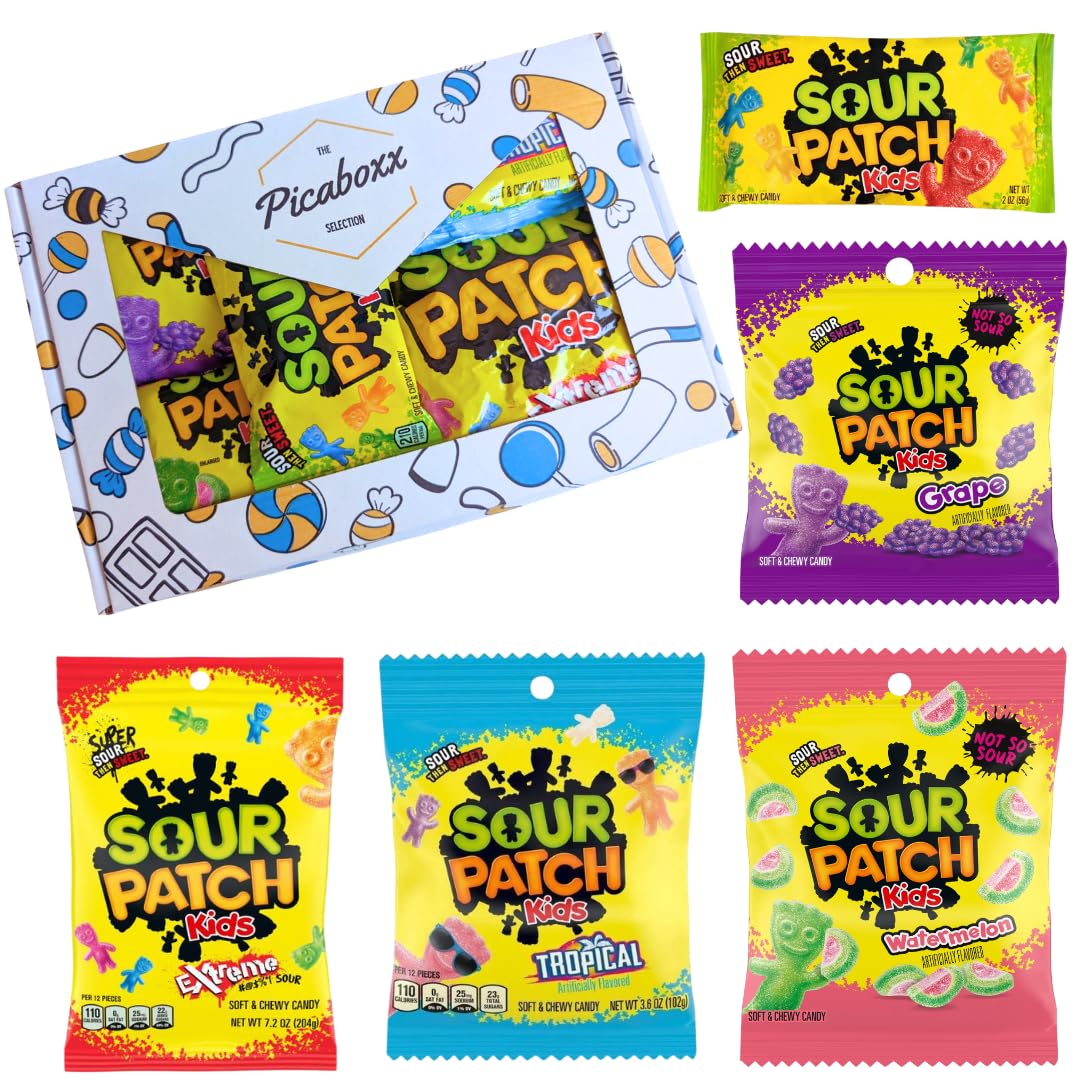 Picaboxx Sour Patch Kids Candy Gift Box | Soft & Chewy Toffee, Fudge & Nougat | 462g 1