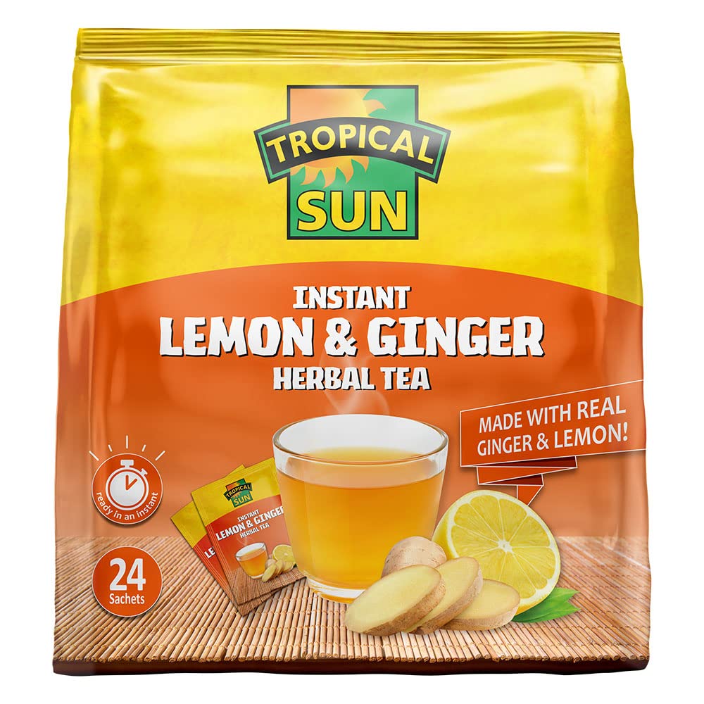 Tropical Sun Instant Lemon & Ginger Herbal Tea - Sweet, Spicy & Refreshing | High Energy 1