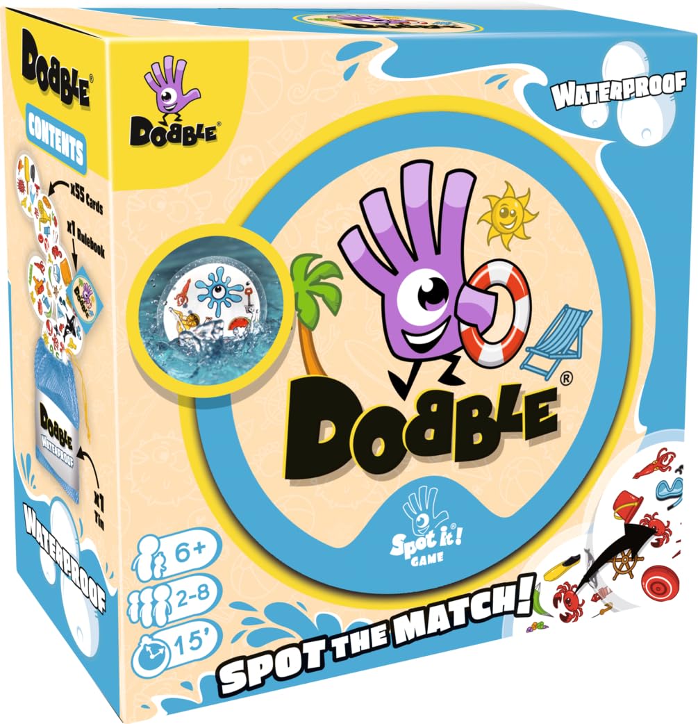 Asmodee Dobble Waterproof Family Card Game | Ages 6+ | 2-8 Players | 15 Min Playtime 1