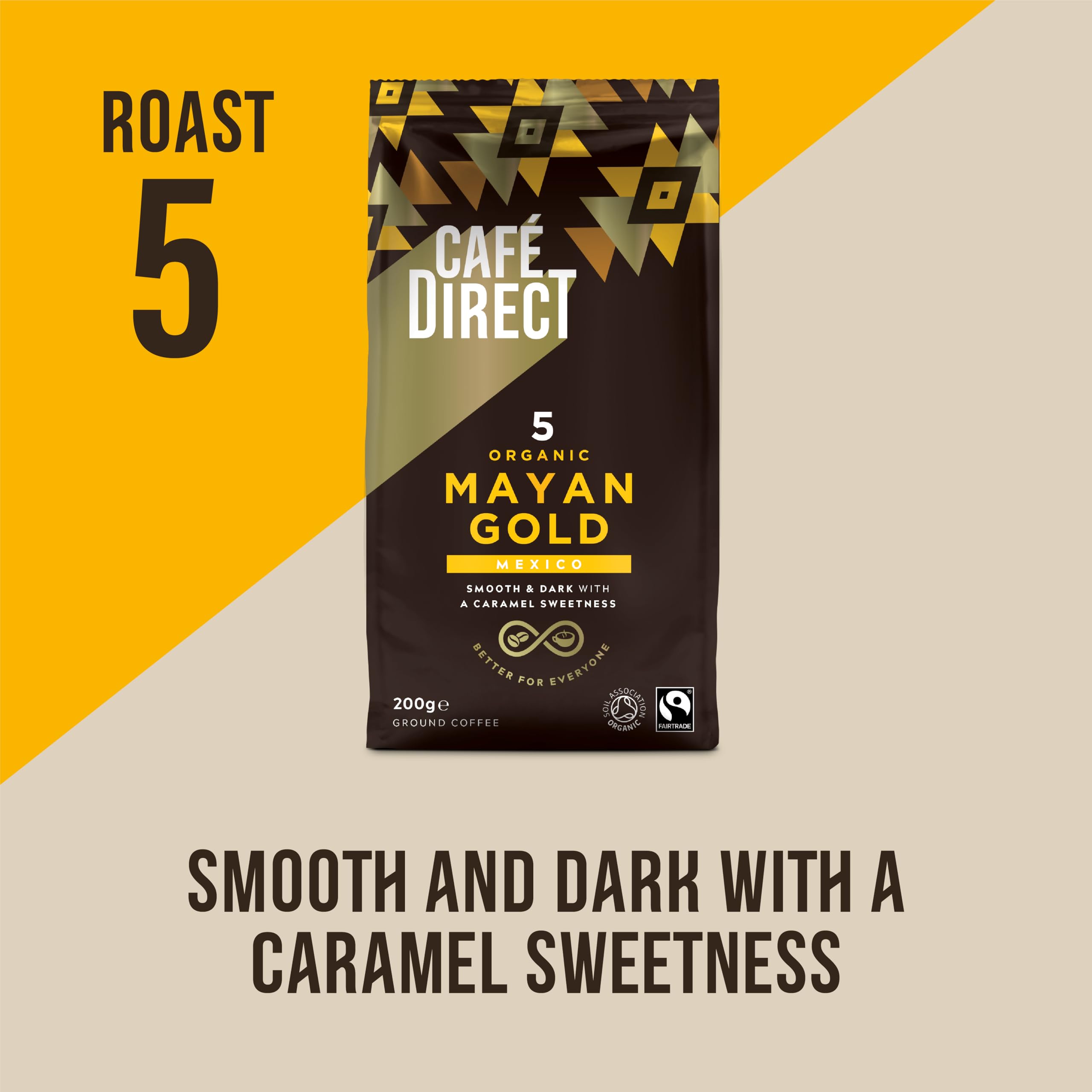 Café Direct Mayan Gold Organic Fairtrade Ground Arabica Coffee, 227g (Pack of 6)