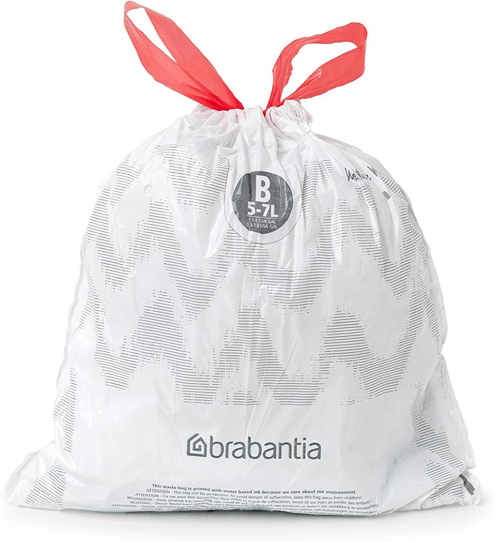 Brabantia - PerfectFit Bin Liners (Size B/5 Litre) Thick Plastic Trash Bags with Tie-Tape