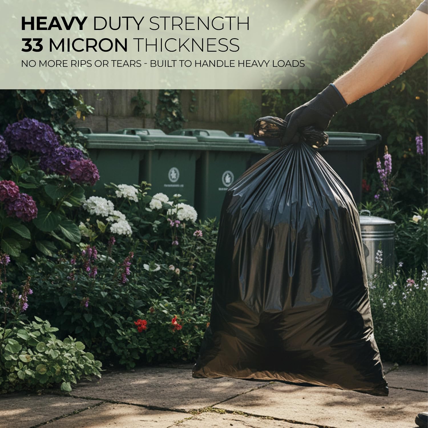 Stick Well 50 Pack Black Bin Bags - 100L Capacity, 33 Micron, Leak-Resistant | Eco-Friendly 5