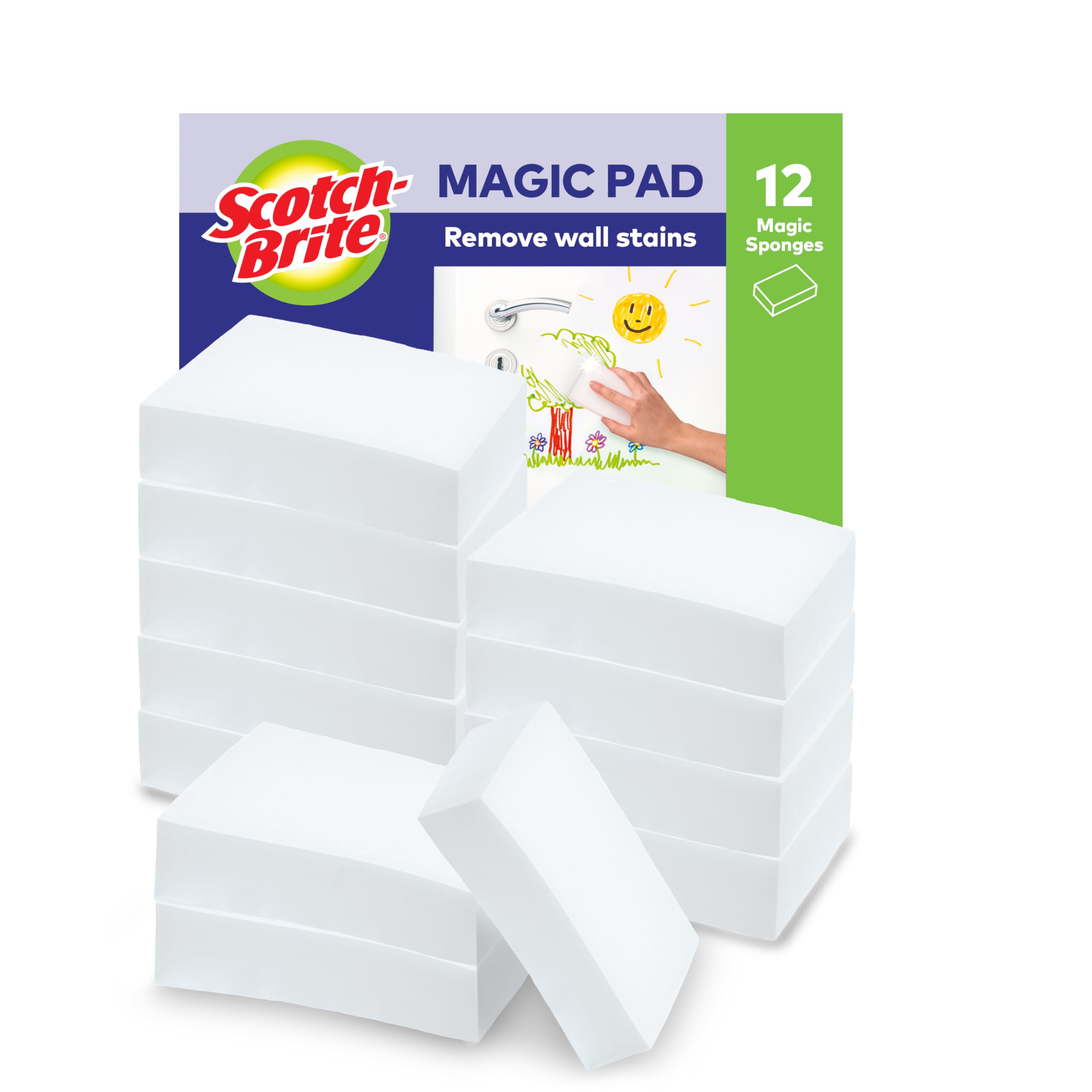 Scotch-Brite Magic Easy Eraser Sponge - Removes Tough Stains Without Chemicals | Pack of 12