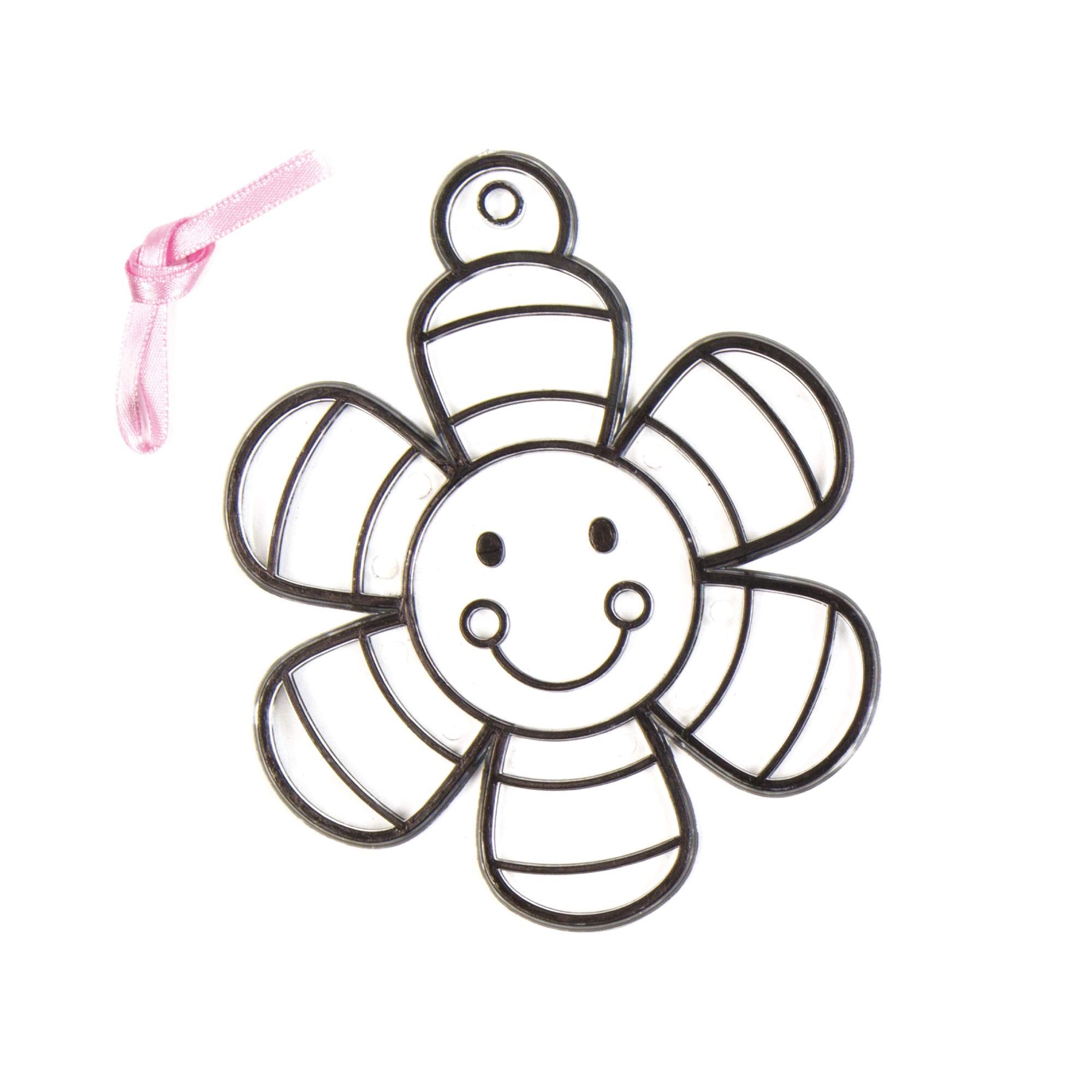 Baker Ross Smiley Flower Suncatcher Crafts Kit - Acrylic, Pack of 8 | 3 Inch Wide 4