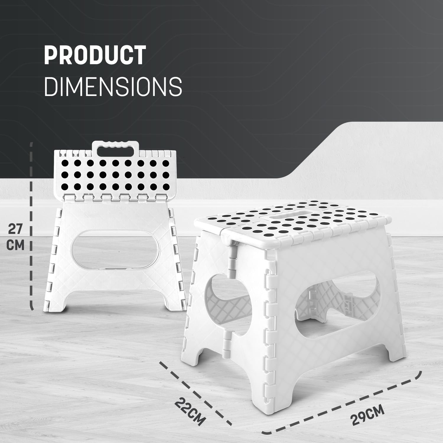 KEPLIN 11 Inch Heavy Duty Folding Step Stool | 150kg Capacity | Plastic