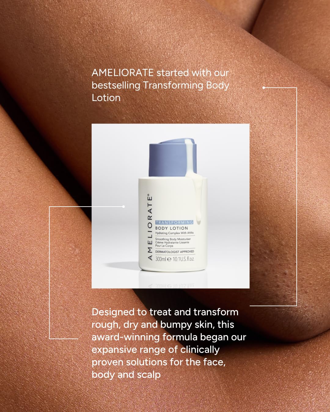 AMELIORATE Fragrance-Free Transforming Body Lotion - 300 ml | Exfoliating Moisturiser for KP & Bumpy Skin 3