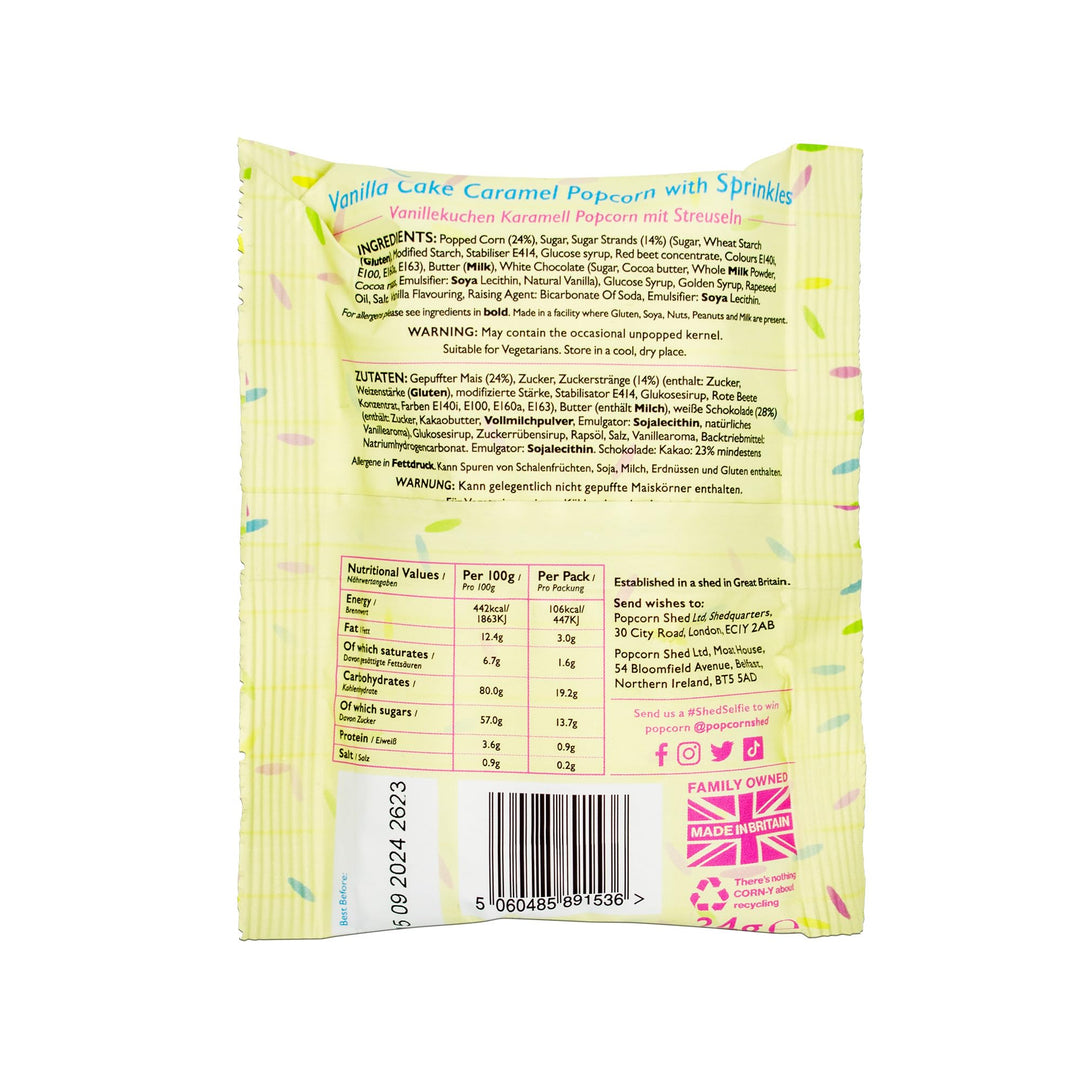 Popcorn Shed Birthday Cake Gourmet Popcorn Snack Pack - Handcrafted Natural Popcorn (24g)