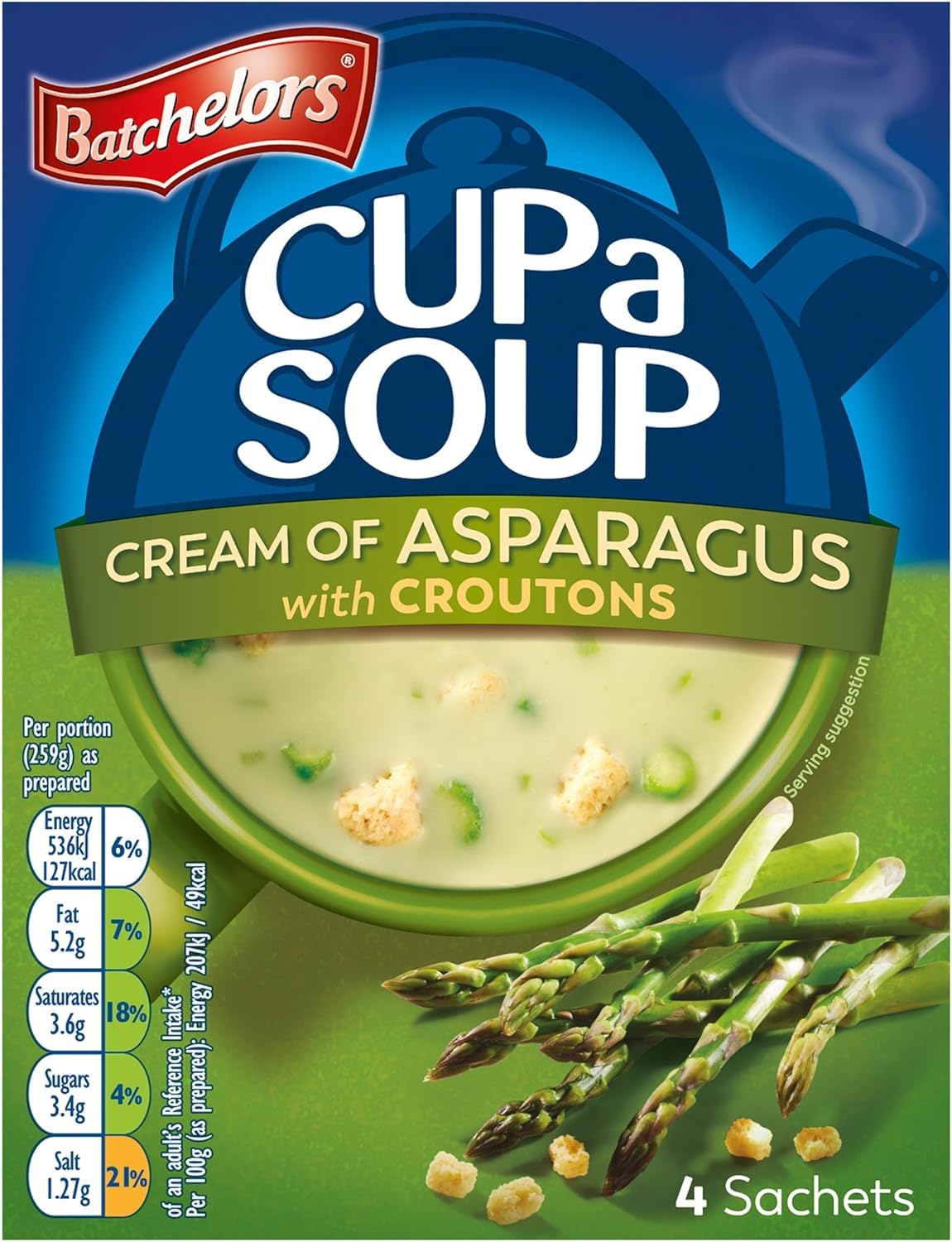 Batchelors Cup a Soup - Cream of Asparagus with Croutons, Instant Soup Sachets 7