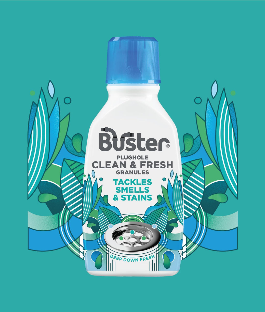 Buster Clean & Fresh Granules, 2 Pack - Deep Clean Drain, Sink, Dishwasher & Washing Machine Cleaner with Eucalyptus Freshness