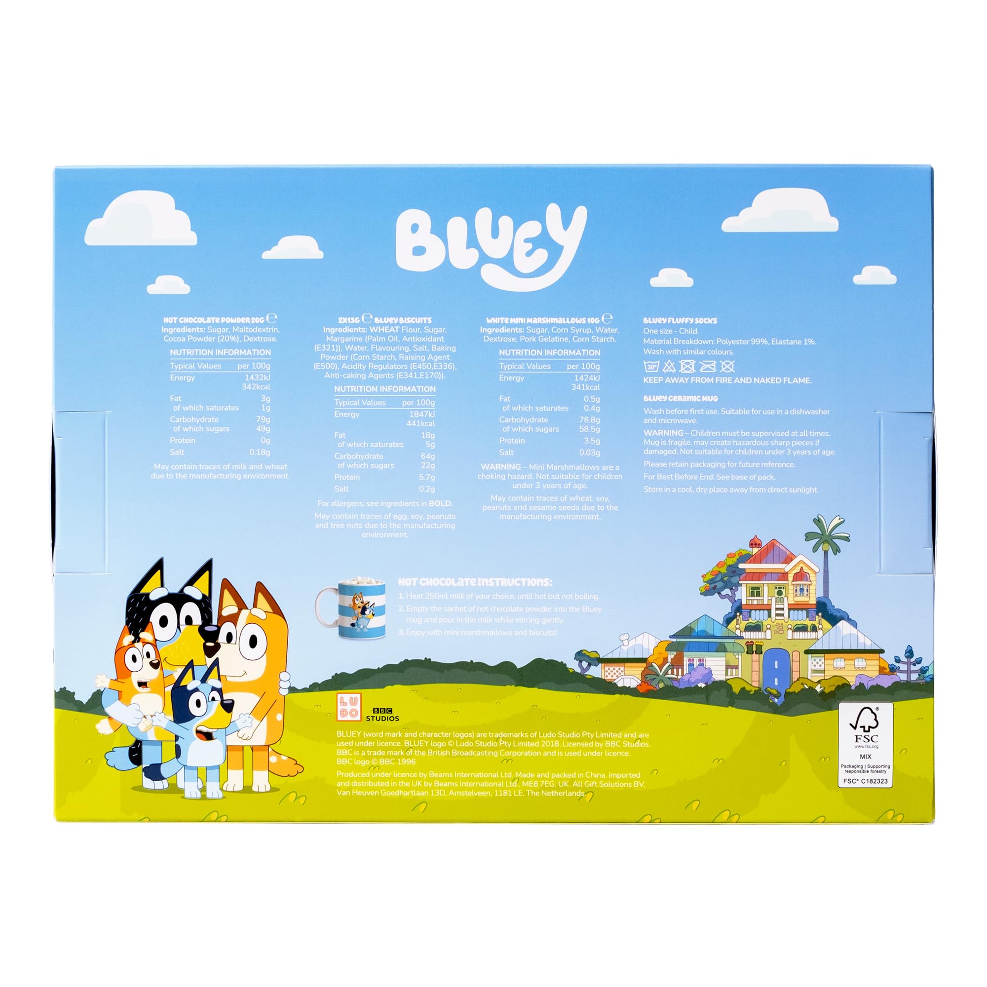 Bluey - Cosy Hot Chocolate Hamper with Ceramic Mug, Fluffy Socks & Dairy-Free Treats 6