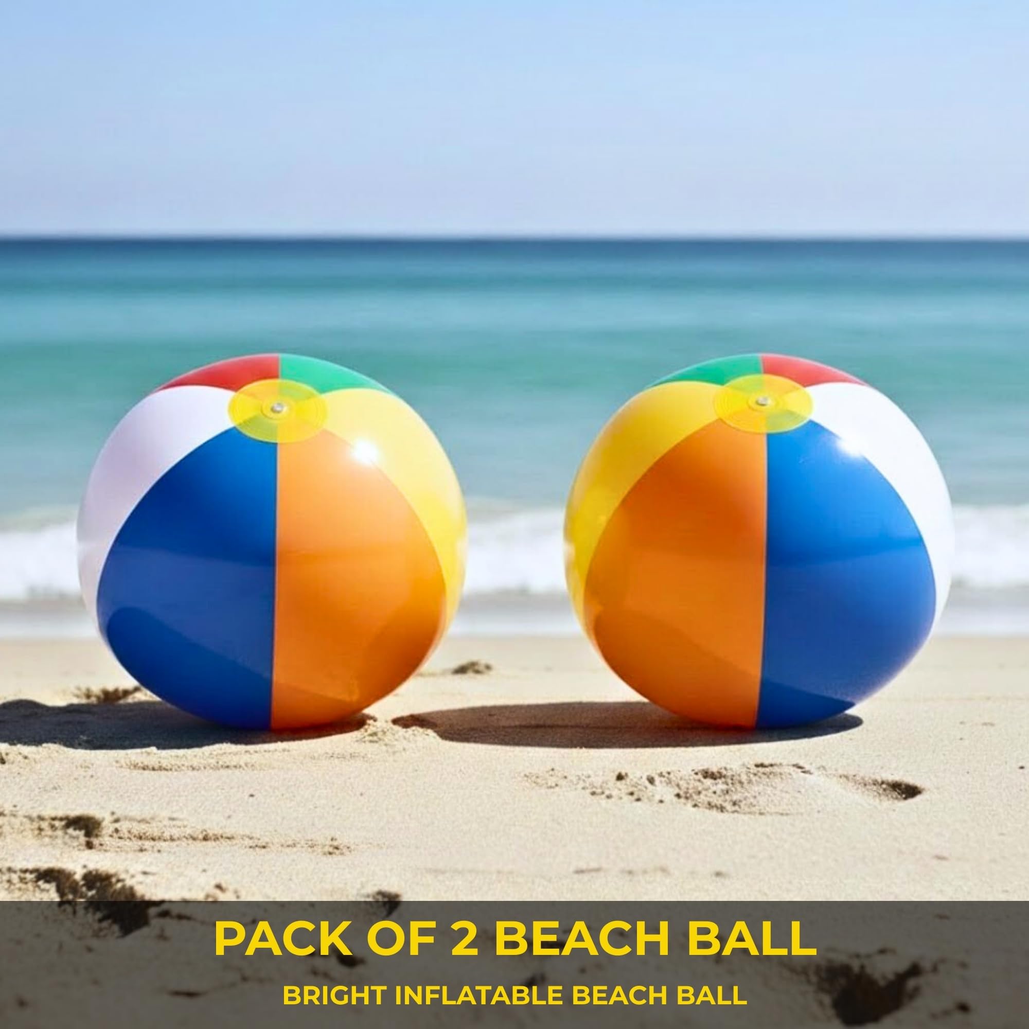 SHATCHI Inflatable Rainbow Beach Ball - 2 Pack | 16 Inch | Multicolour 4