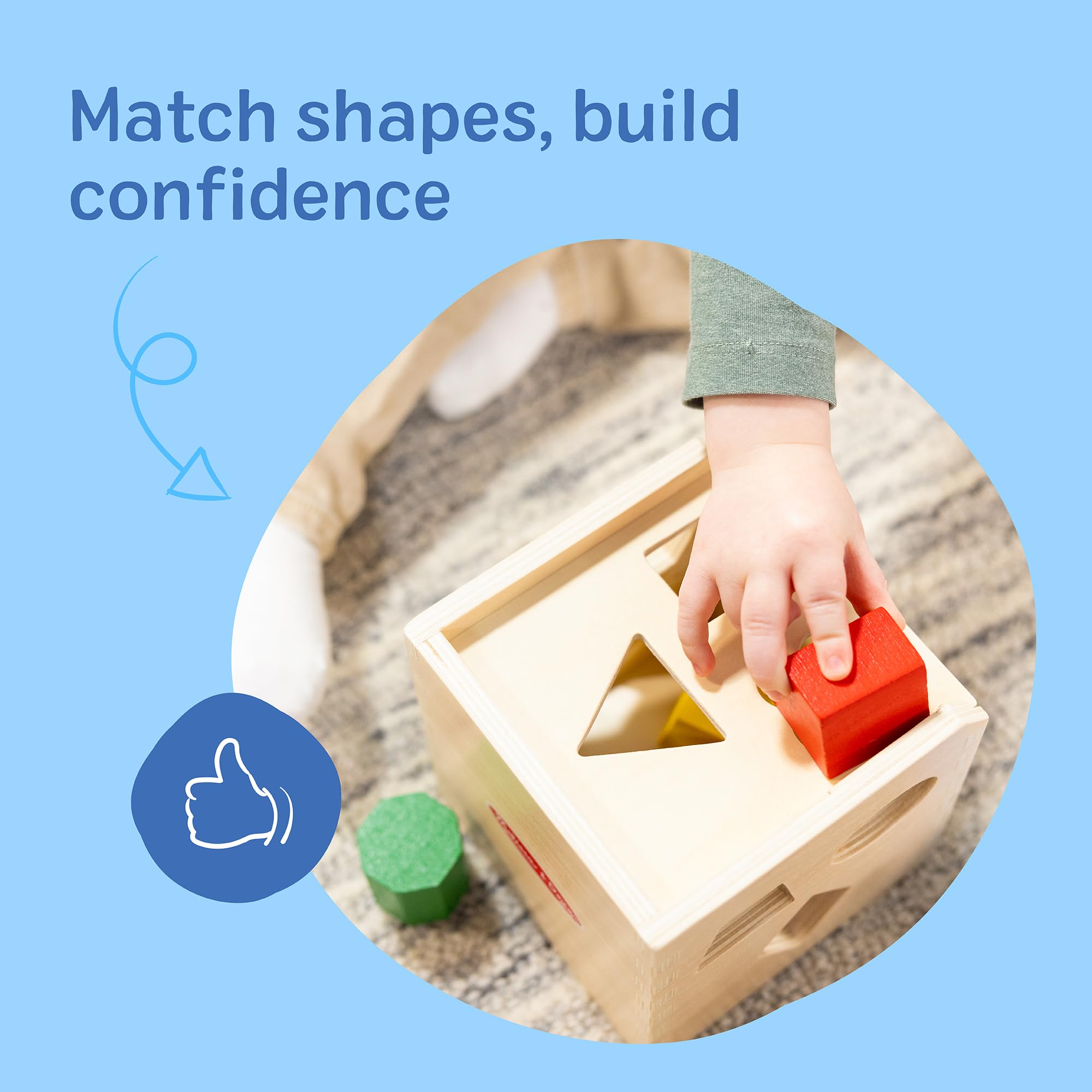 Melissa & Doug Wooden Shape Sorting Cube - Developmental Toy for Ages 2+ | 12 Shapes Included 4