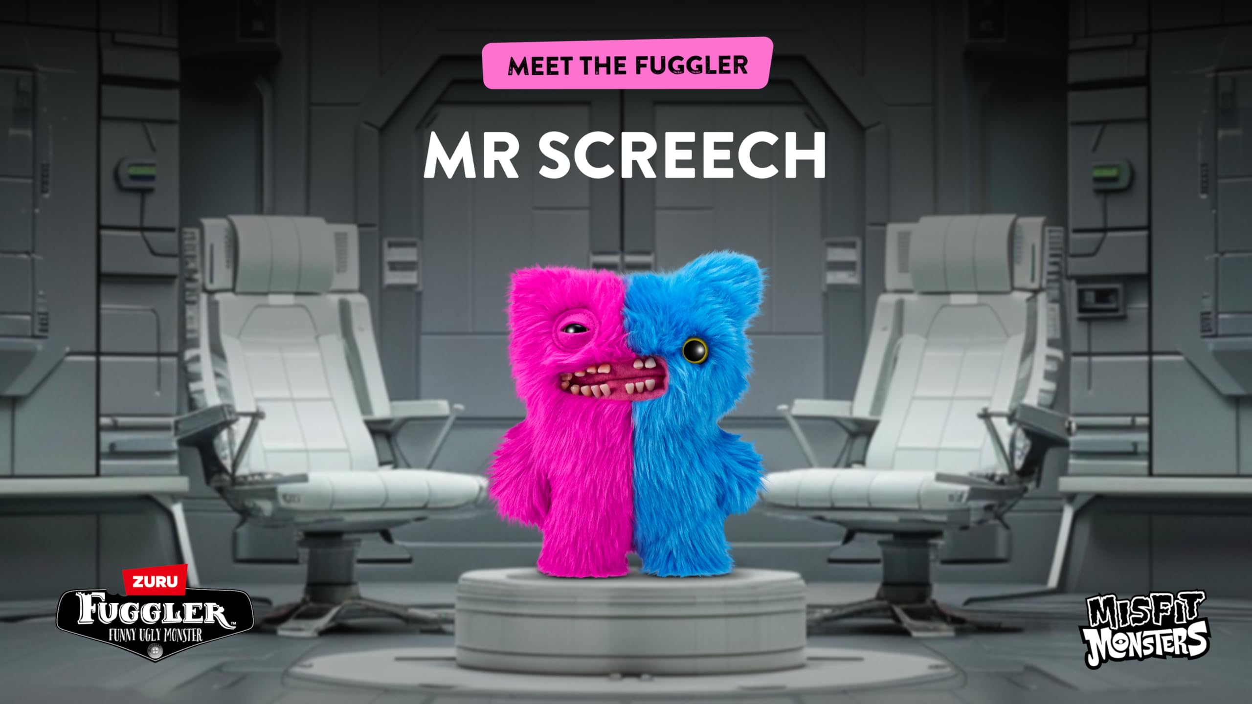 Fuggler Misfit Monsters 9-inch Series 1 - Mr Screech & Mr Buttons Pink & Blue Plush Toy Set 13