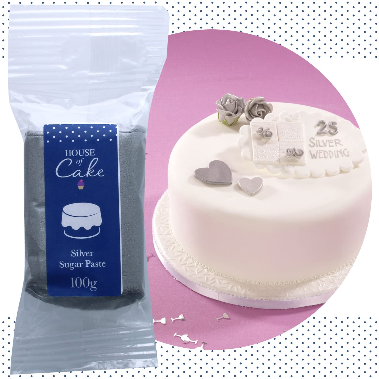 House of Cake Metallic Silver Edible Sugar Paste Fondant Icing | 100g