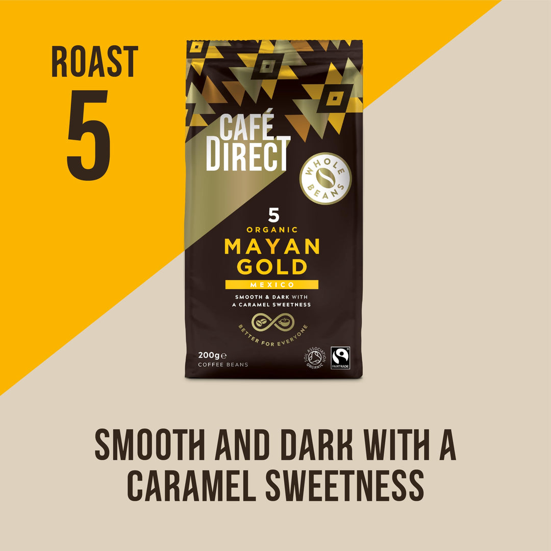 Café Direct Mayan Gold Mexico Organic Fairtrade Whole Bean Coffee 200g