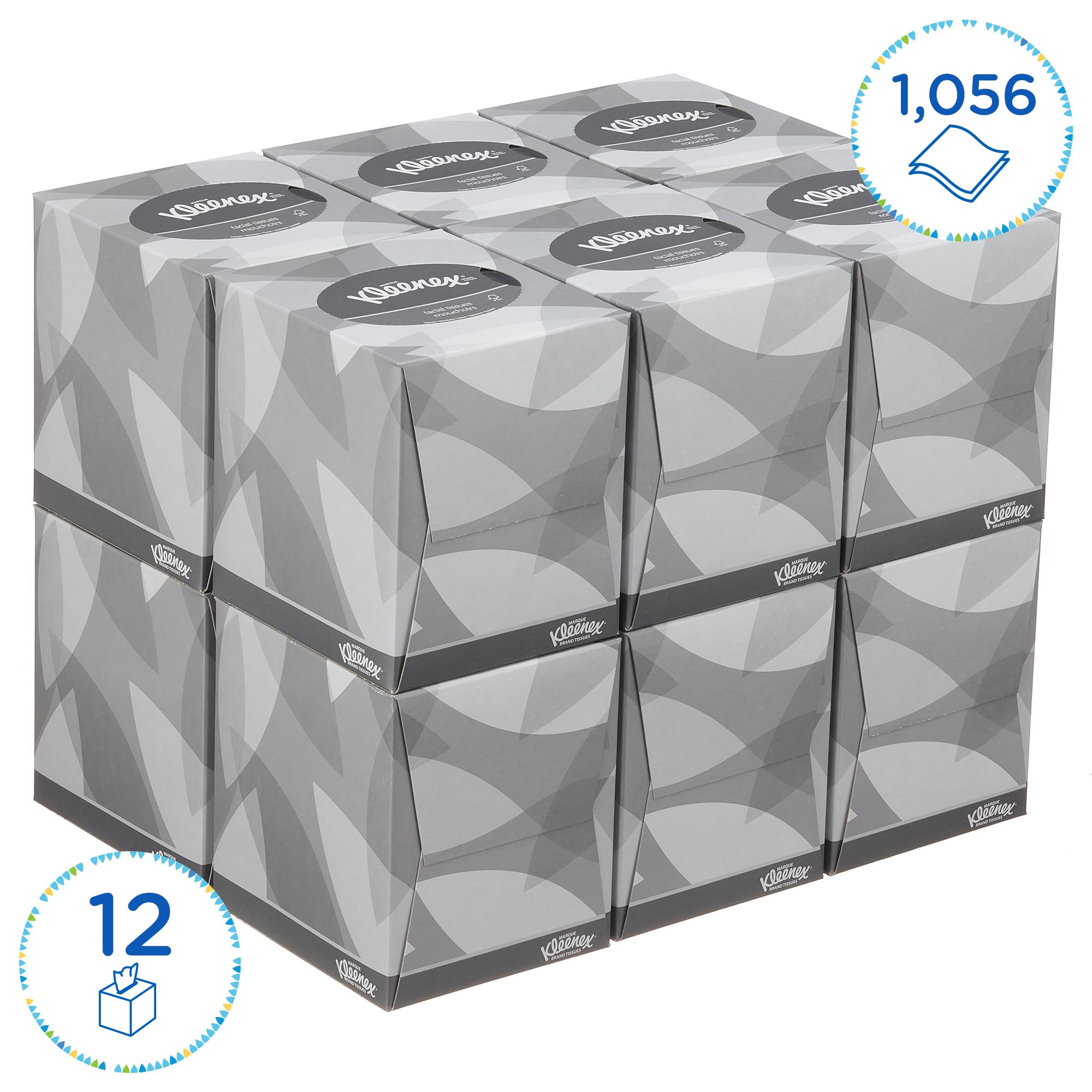 Kleenex Facial Tissue Box - 2-Ply White, Fragrance-Free | 12 Boxes x 88 Sheets (1,056 Total) 2