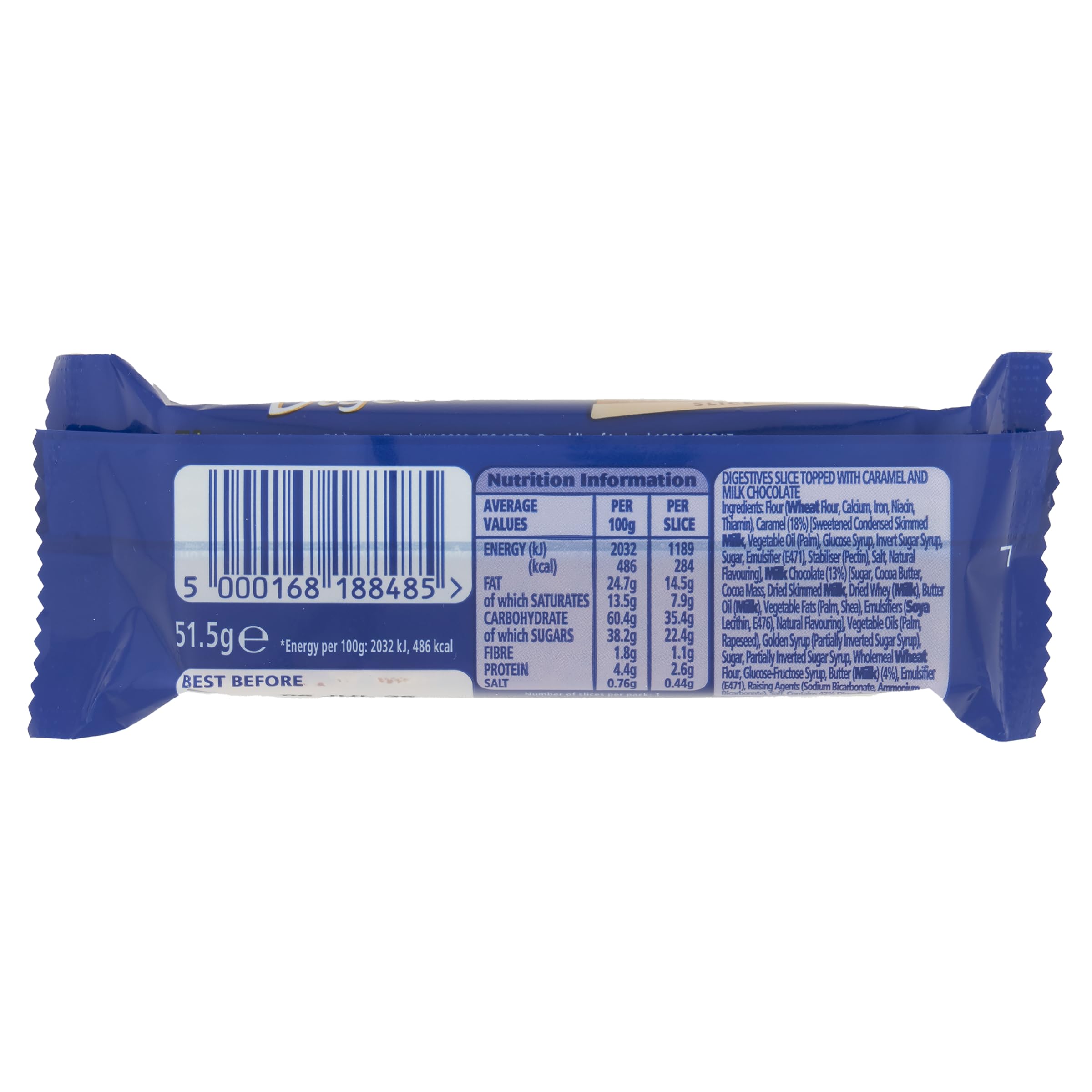 McVitie's Milk Chocolate Digestives Caramel Millionaire Slice Snack Bar | 5 Pack | 51g 5