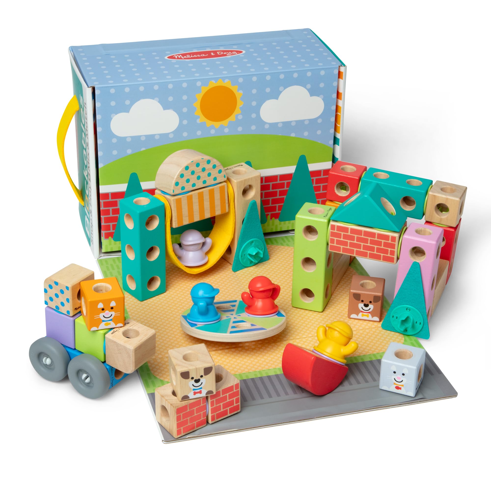 Melissa & Doug Blockables Town Snap And Play Connectable Wooden Building Set for Ages 2-7 1