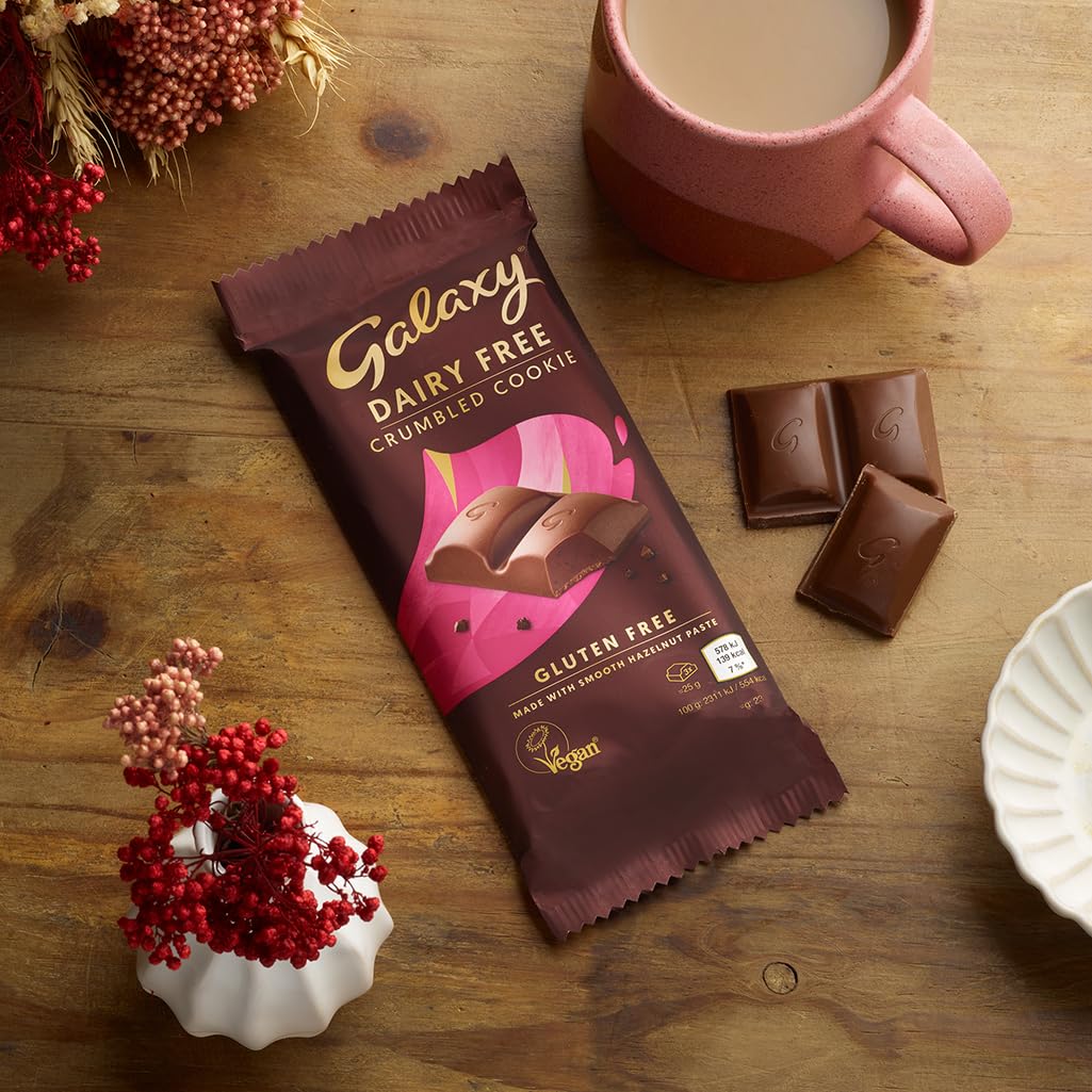 GALAXY Dairy Free Chocolate Bar – Crumbled Cookie, Vegan Hazelnut & Cocoa, 90g