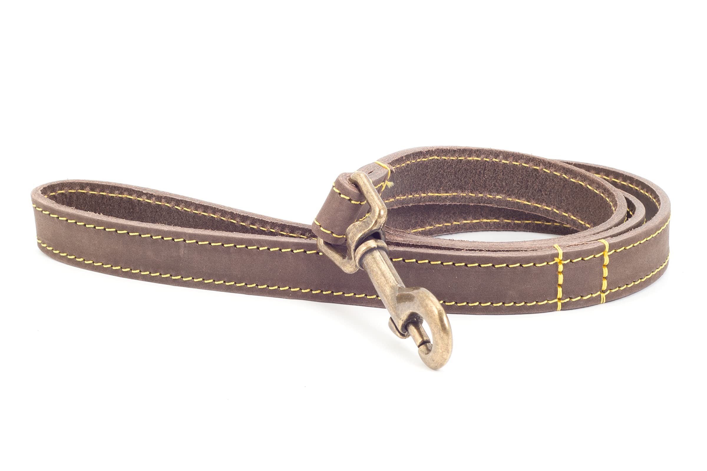 Ancol Handcrafted Heavy Duty Sable Timberwolf Leather Dog Lead | 1m L x 19mm W | Medium Dog Size