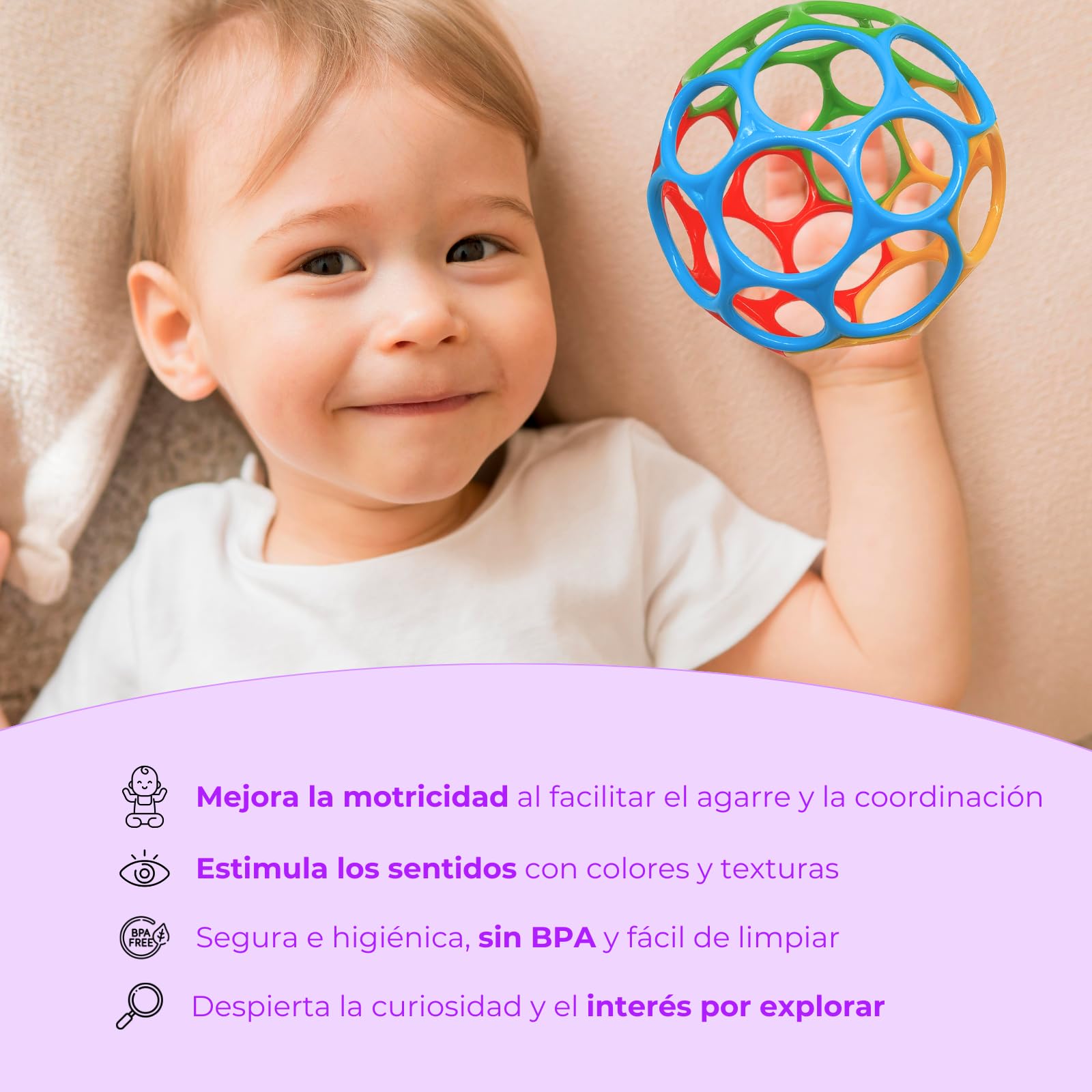 DOHE Educa Sensory Ball for Babies - Easy Grip, Flexible, BPA-Free | 0-24 Months 3