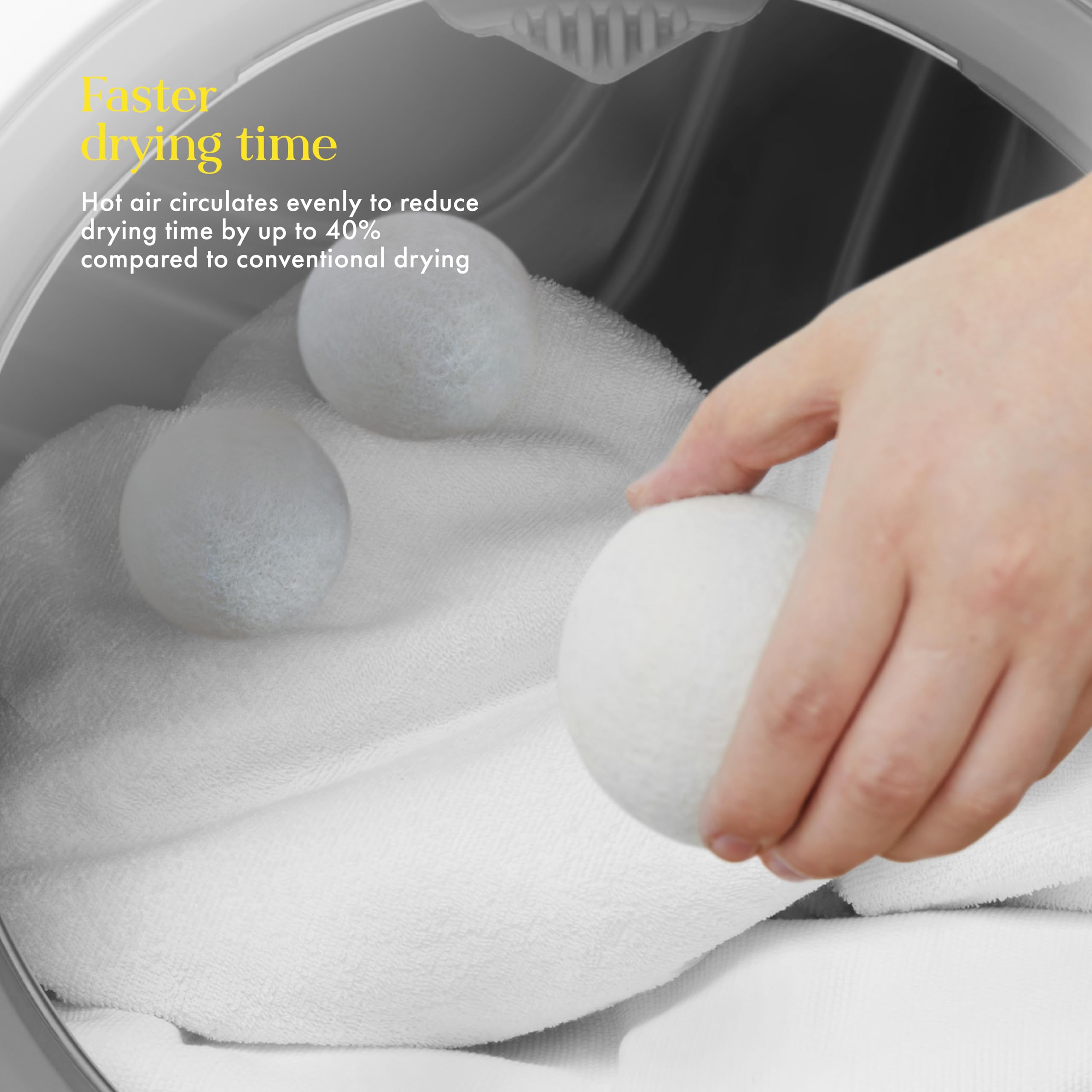 Swan - Queen of Clean 6 Natural Wool Dryer Balls in Drawstring Bag 3