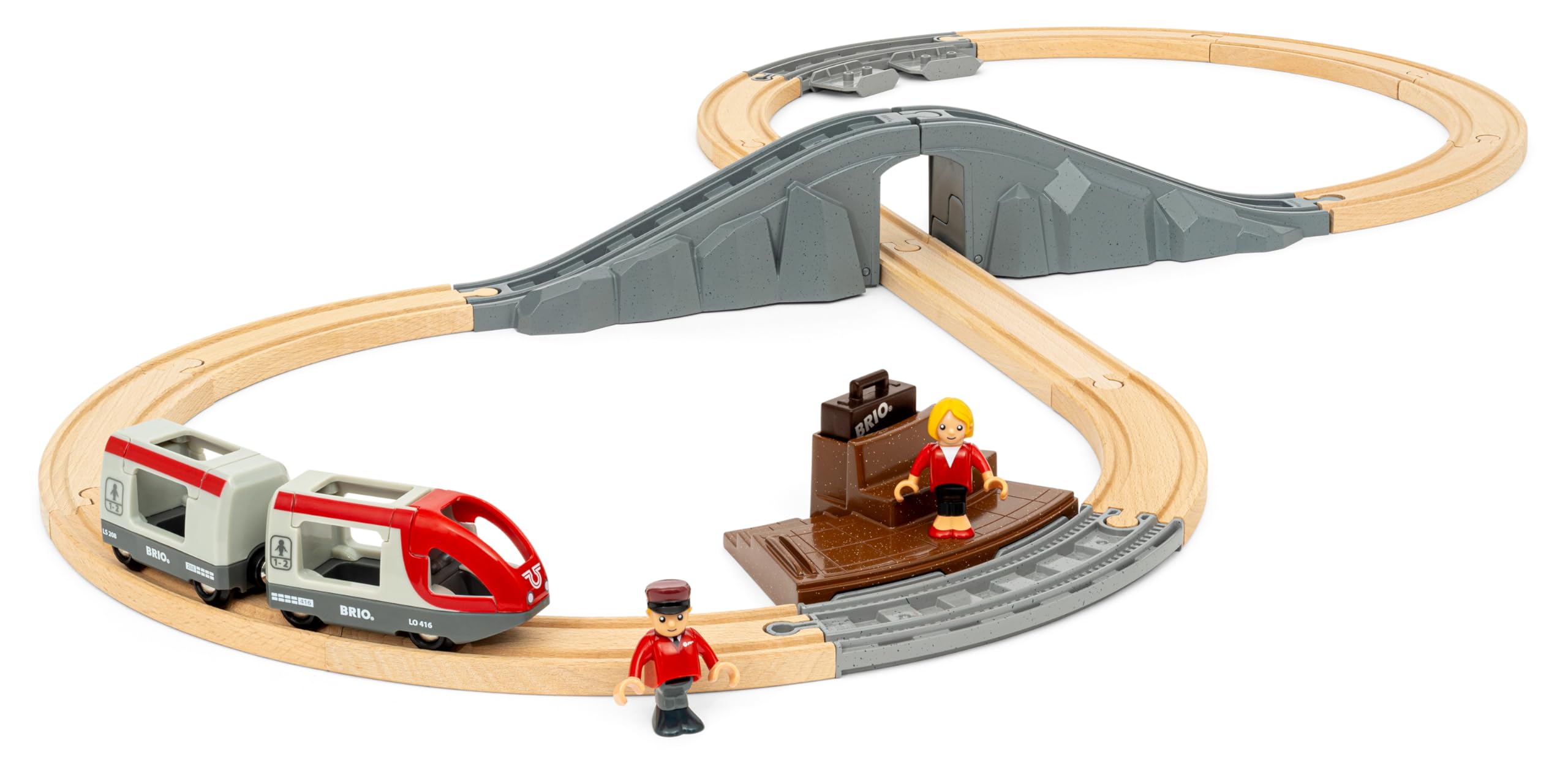 BRIO World Starter Set Travel Toy Train Set - 22 Pieces, Wooden, Ages 3+ | Model 63607900