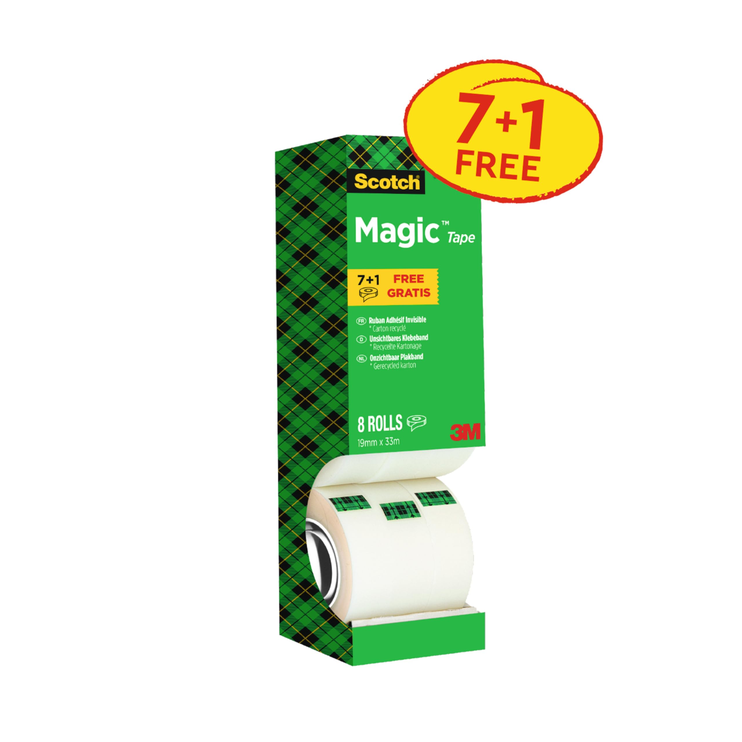 Scotch Magic Tape, Value Pack, 8 Rolls , 19 mm x 33 m - General Purpose Sticky Tape for Document Repair, Labelling & Sealing 4