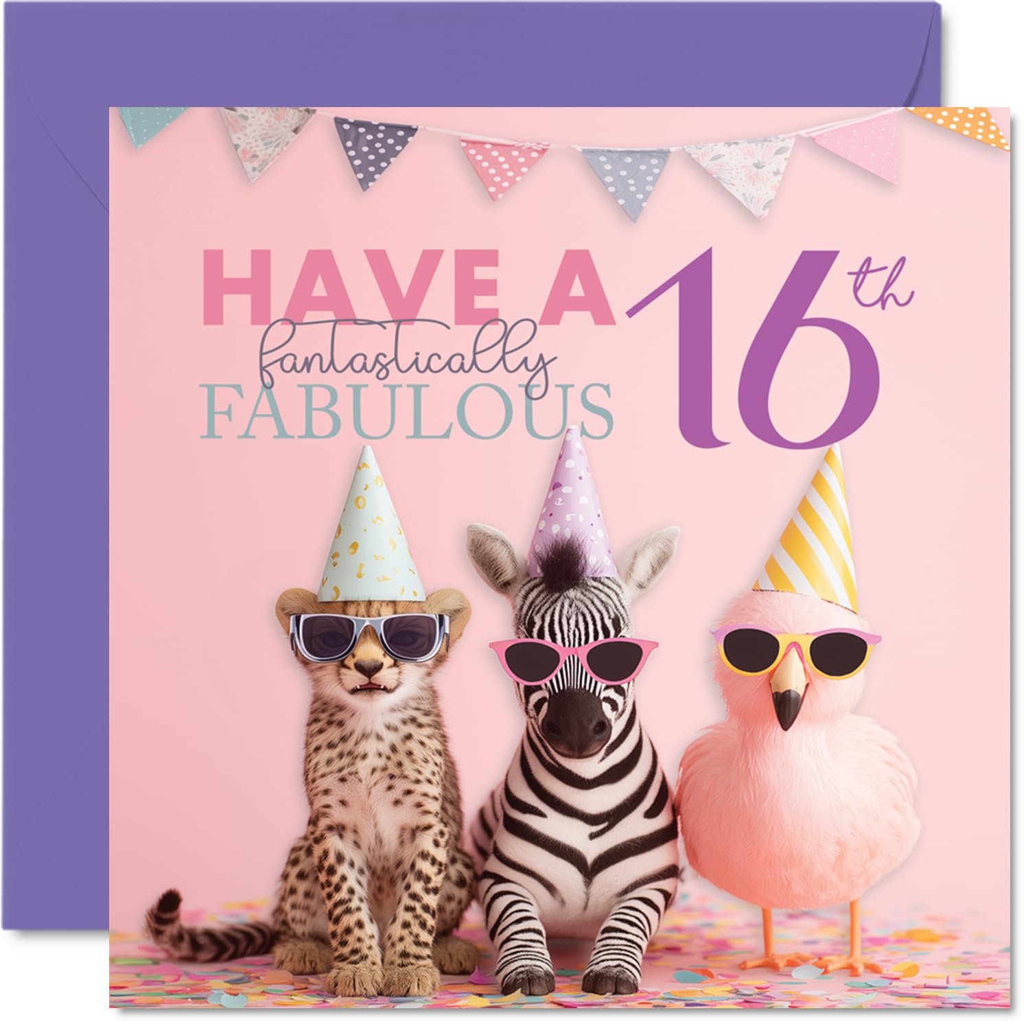 Stuff4 16th Birthday Card for Girls - Fantastically Fabulous Design | 145mm x 145mm