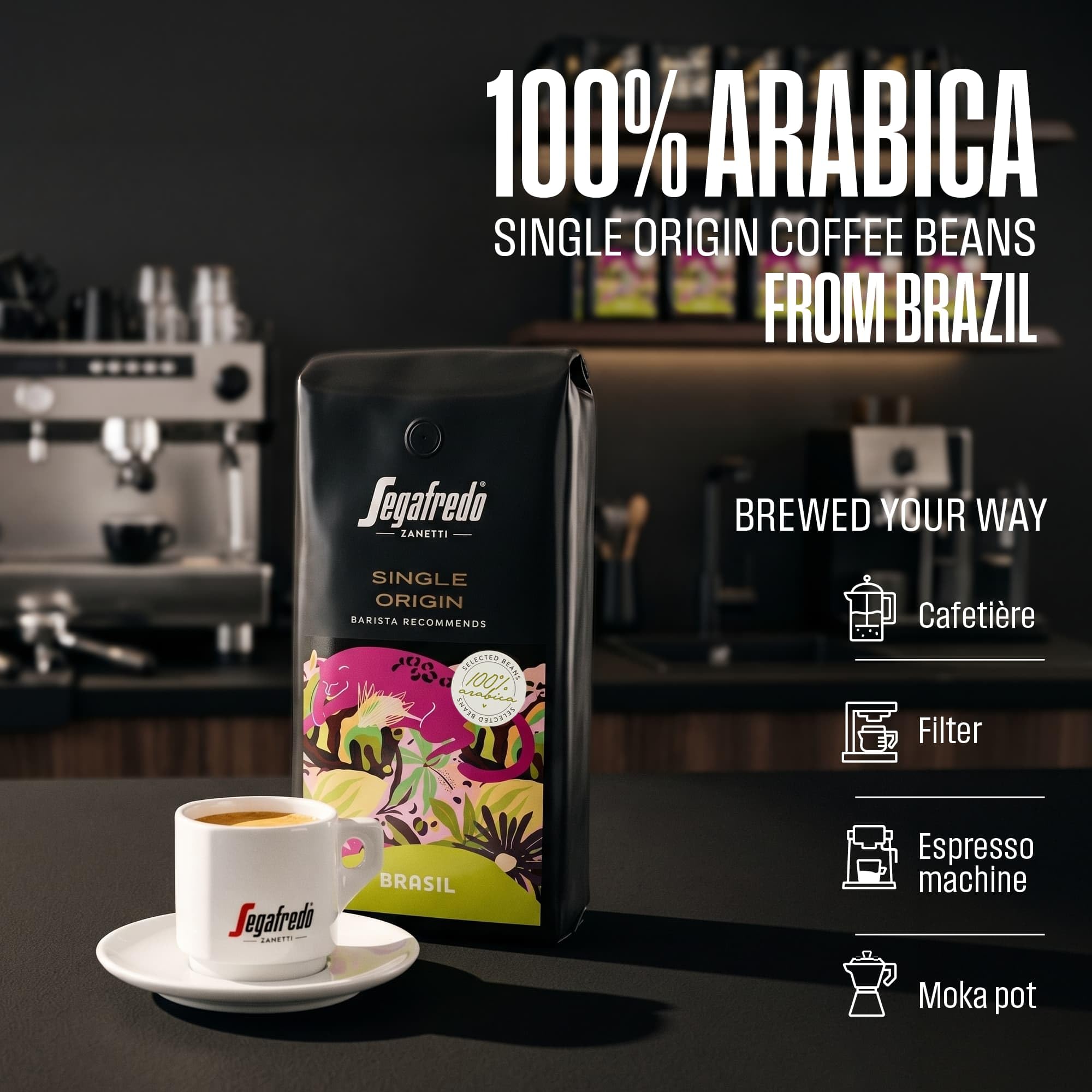 Segafredo Zanetti Single Origin Brasil Roasted Whole Coffee Beans - 100% Arabica, 1Kg Pack 5