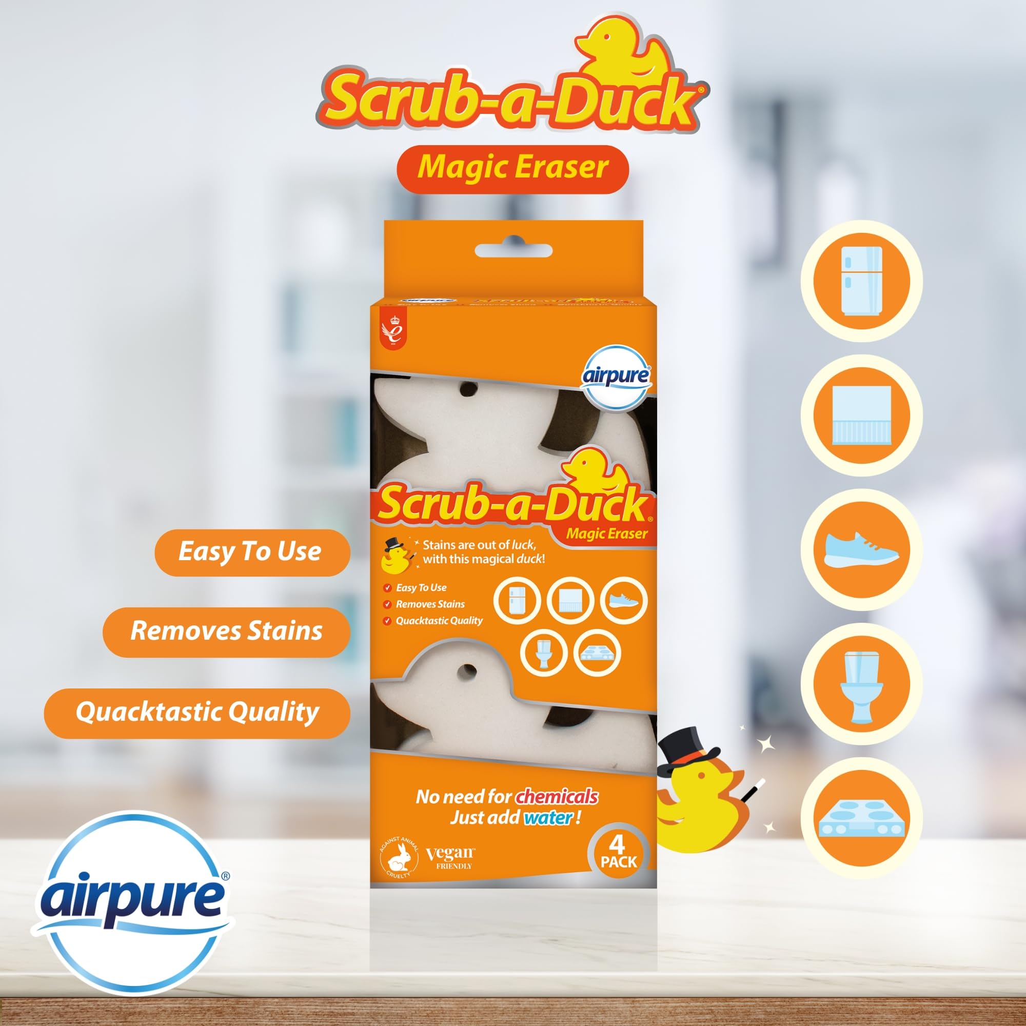 airpure Scrub-a-Duck Magic Eraser - Chemical-Free Stain Removal | Foam Material | 30g 2