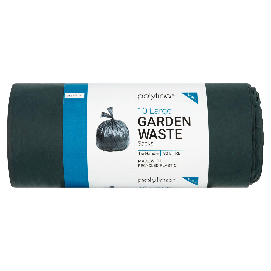 Polylina 90 Litre Heavy Duty Garden Waste Bags - 10 Pack Black Recycled Bin Sacks
