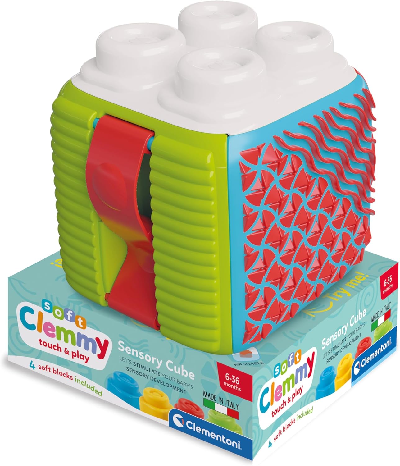 Clementoni Baby Sensory Cube - Soft Building Blocks for Kids 6 Months+ 5
