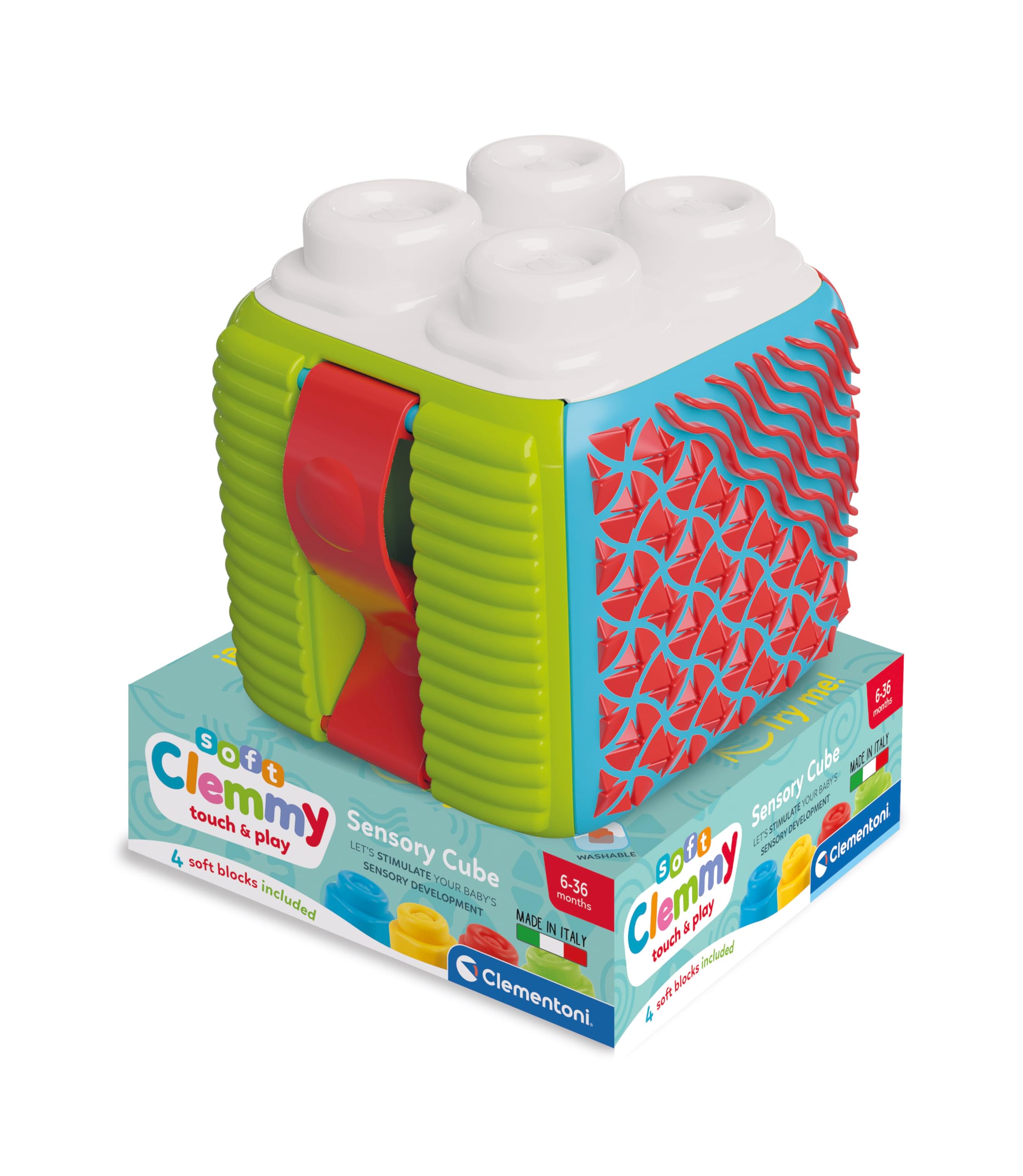 Clementoni Baby Sensory Cube - Soft Building Blocks for Kids 6 Months+ 9