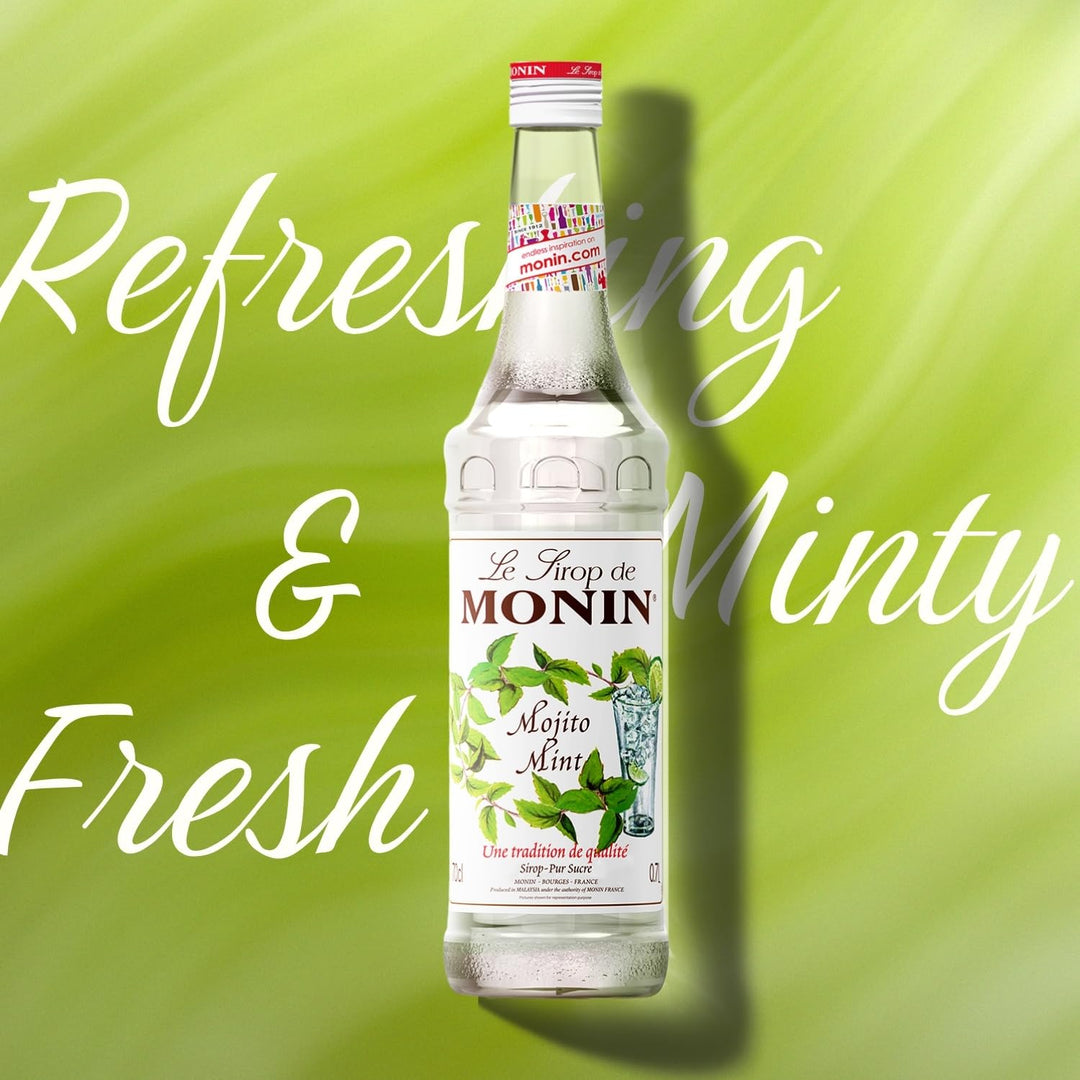 MONIN Mojito Mint Syrup 700ml - Natural Flavouring, Vegan, Halal, Kosher - for Cocktails, Mocktails, Lemonades