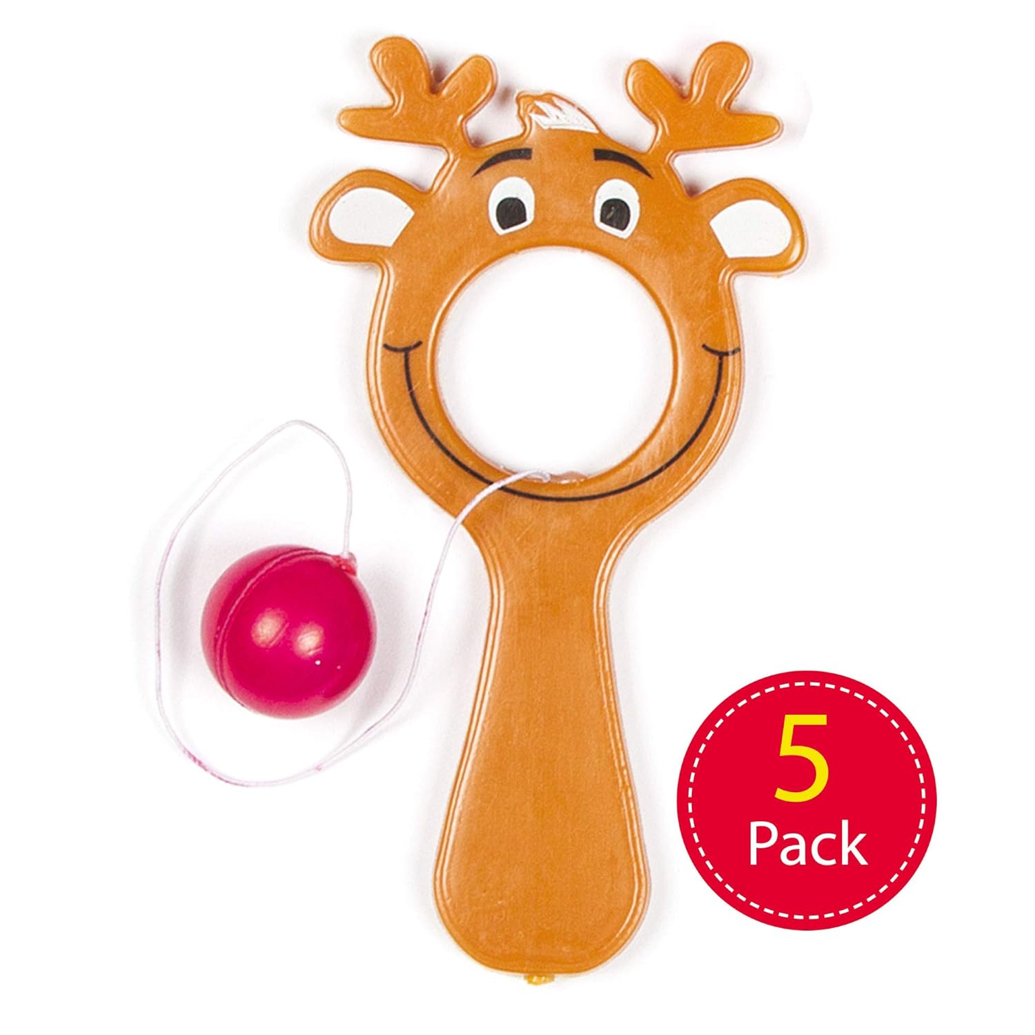 Baker Ross Mini Reindeer Bat & Ball Game - Christmas Party Favour for Kids (Pack of 5) 3