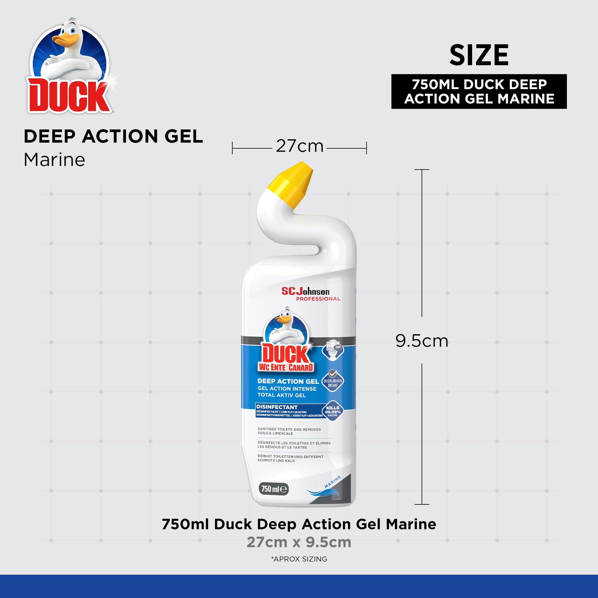 SC Johnson Professional Duck Deep Action Gel Marine Toilet Cleaner - 750 ml Gel Disinfectant for Toilets & Urinals 3