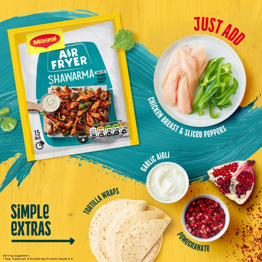 MAGGI Air Fryer Shawarma Herbs and Spices Recipe Mix | 25g Powder for Chicken