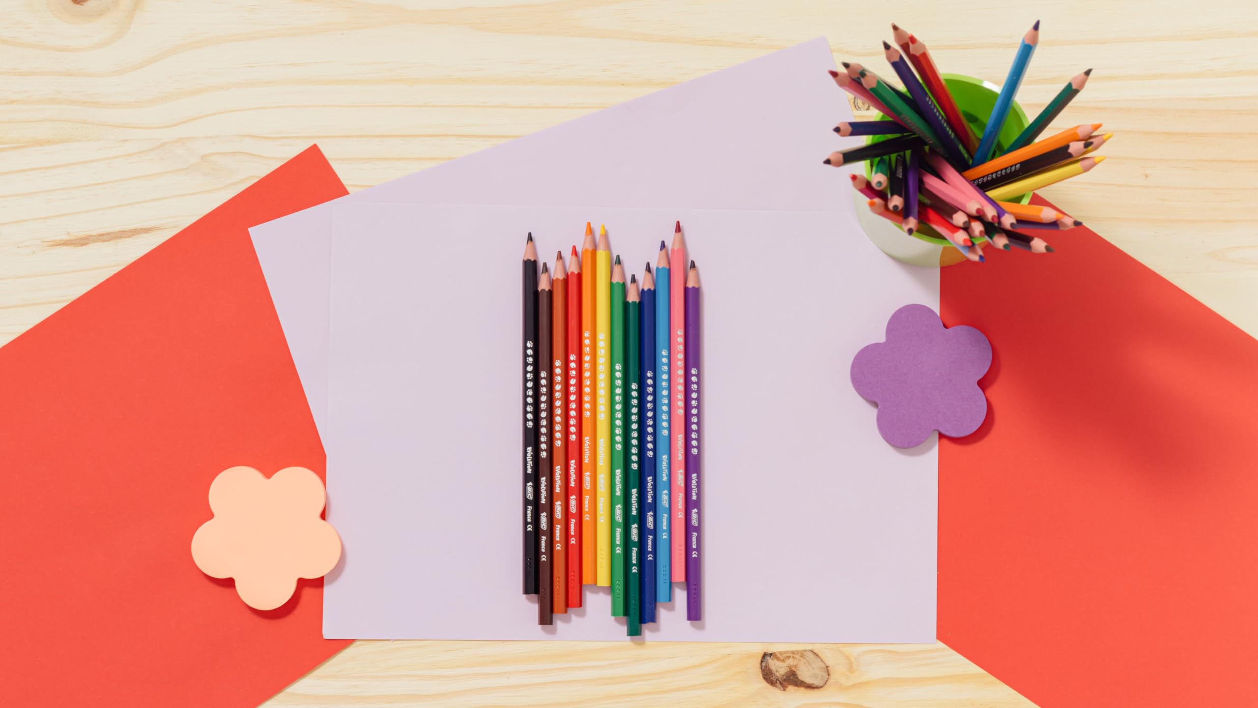 BIC Kids Evolution Ecolutions Coloured Pencils - 24-Pack, Wood-Free Art Supplies for Kids 5+ 16