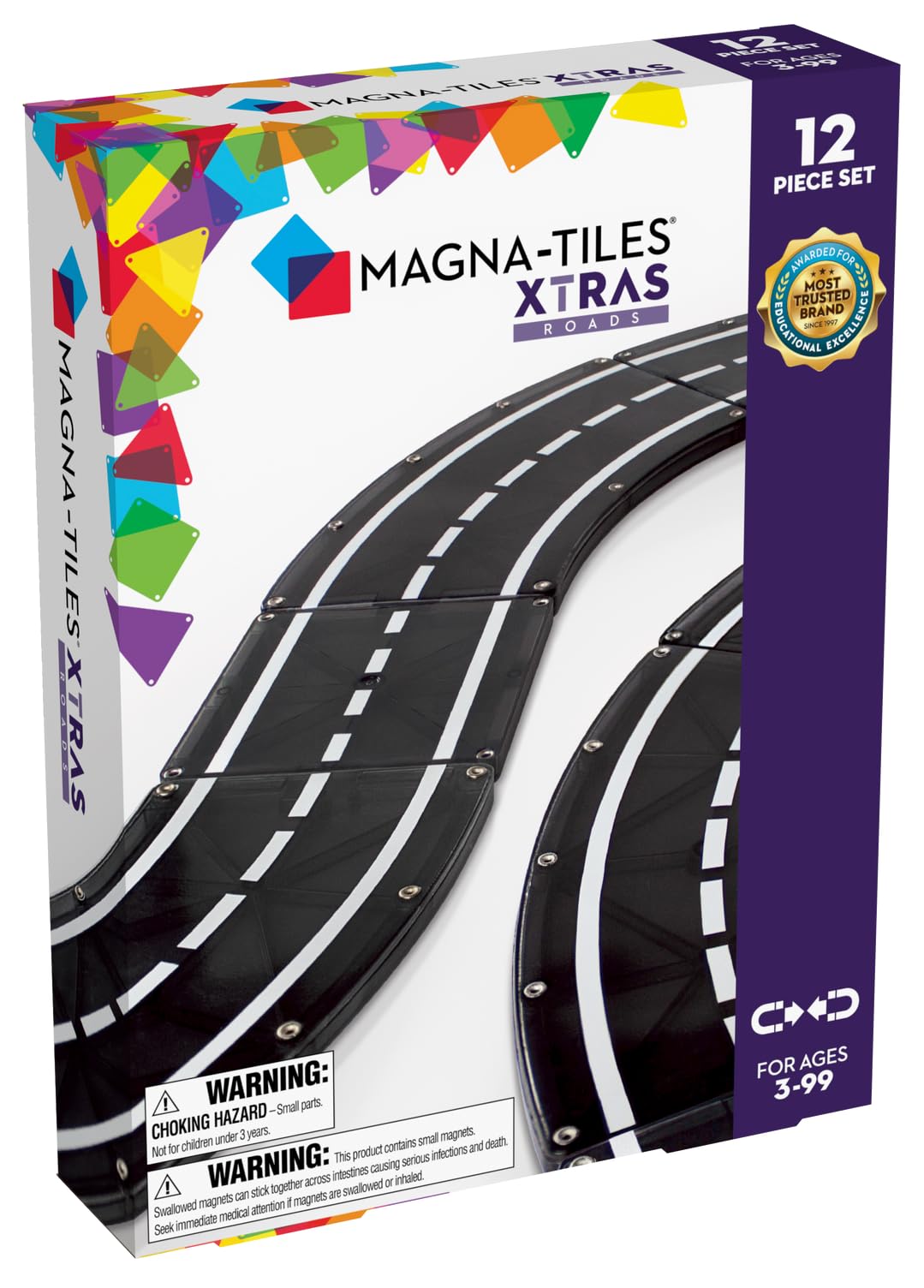 MAGNA-TILES XTRAS: Roads 12-Piece Magnetic Construction Set - Building Toys for Kids 3+ 1