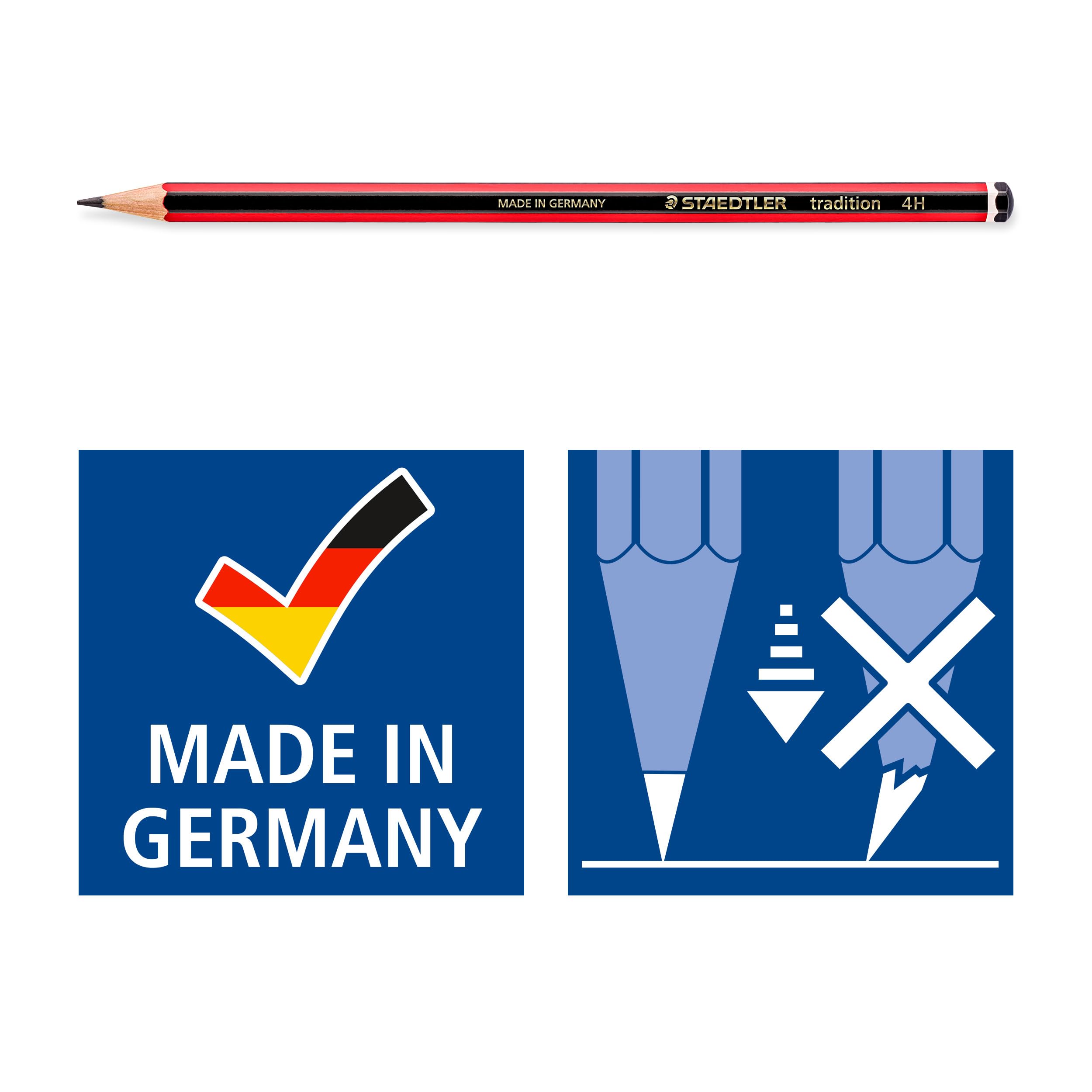 STAEDTLER Tradition Graphite Pencil 110-4H - 4H Hardness, Hexagonal Grip, Box of 12 5