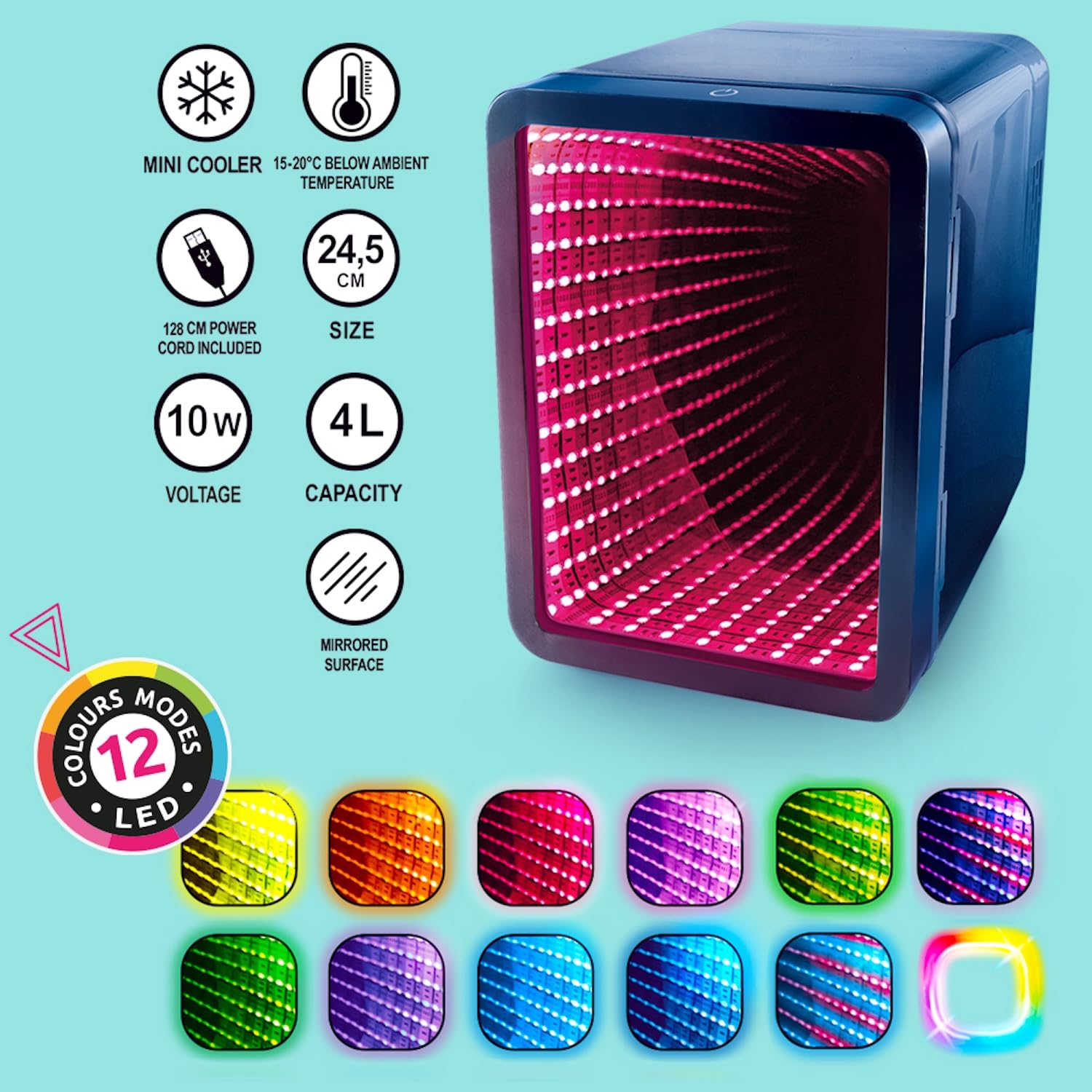 So Chill Mini Fridge Infinity - LED Light-Up Mini Fridge for Gamers & Teens 6