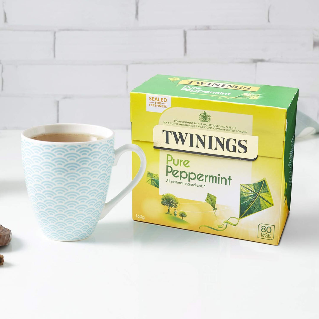 Twinings Pure Peppermint 80 Tea Bags, 160g - Naturally Caffeine Free Herbal Tea