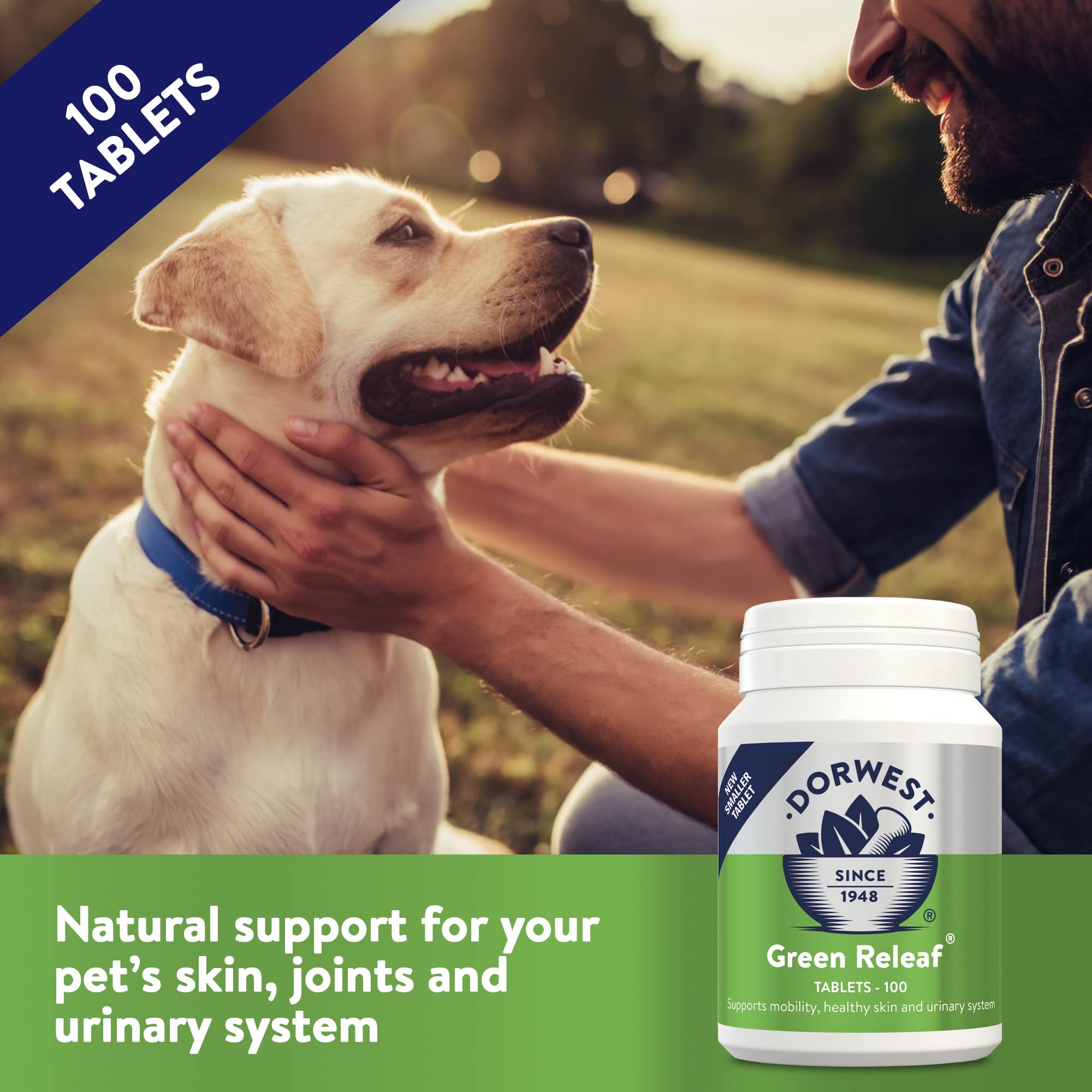DORWEST HERBS Green Releaf Tablets for Dogs & Cats - Joint, Skin & Urinary Support | 100 Count