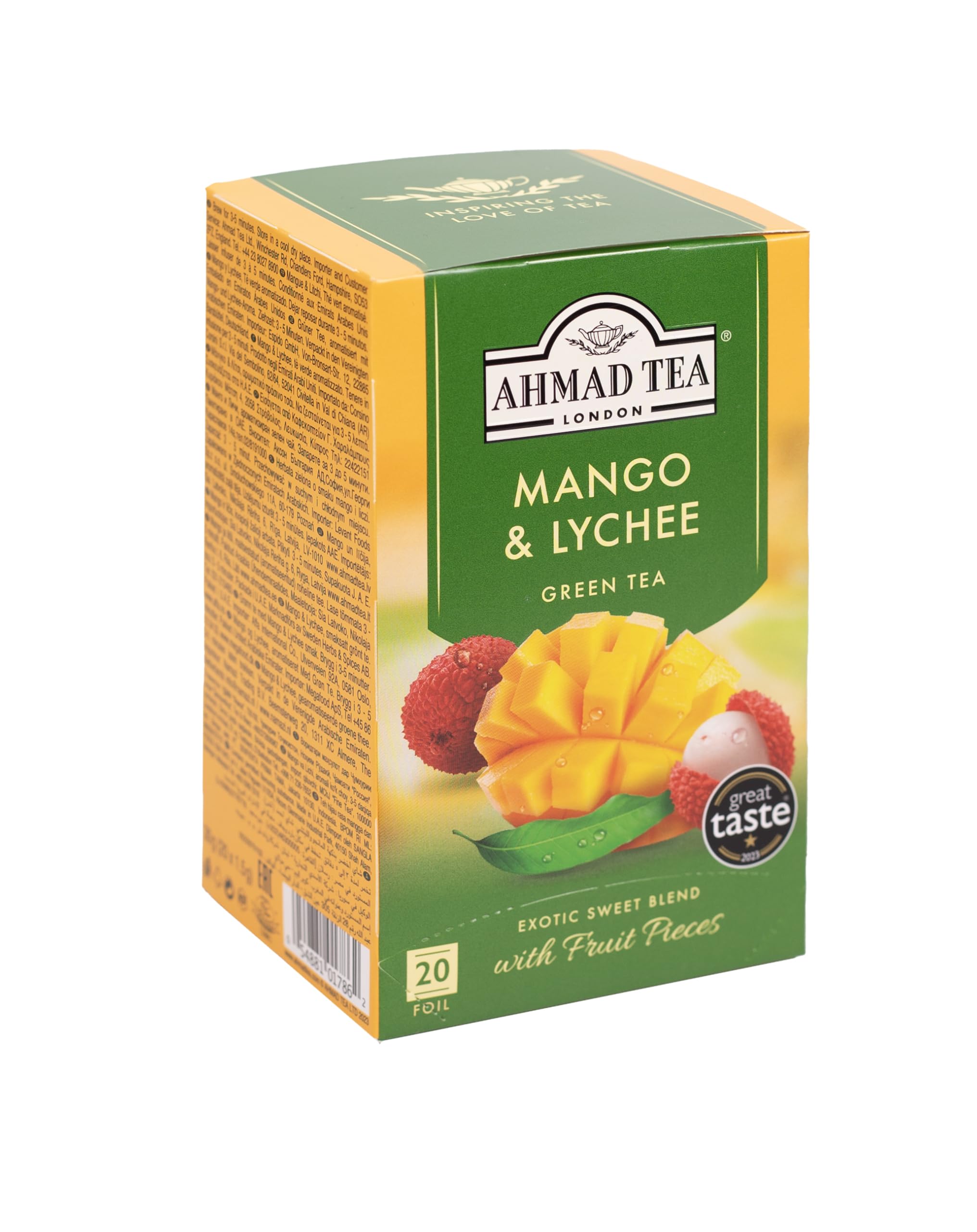 Ahmad Tea Mango & Lychee Green Tea - 20 Teabag Sachets | Tropical Fruit Blend 2